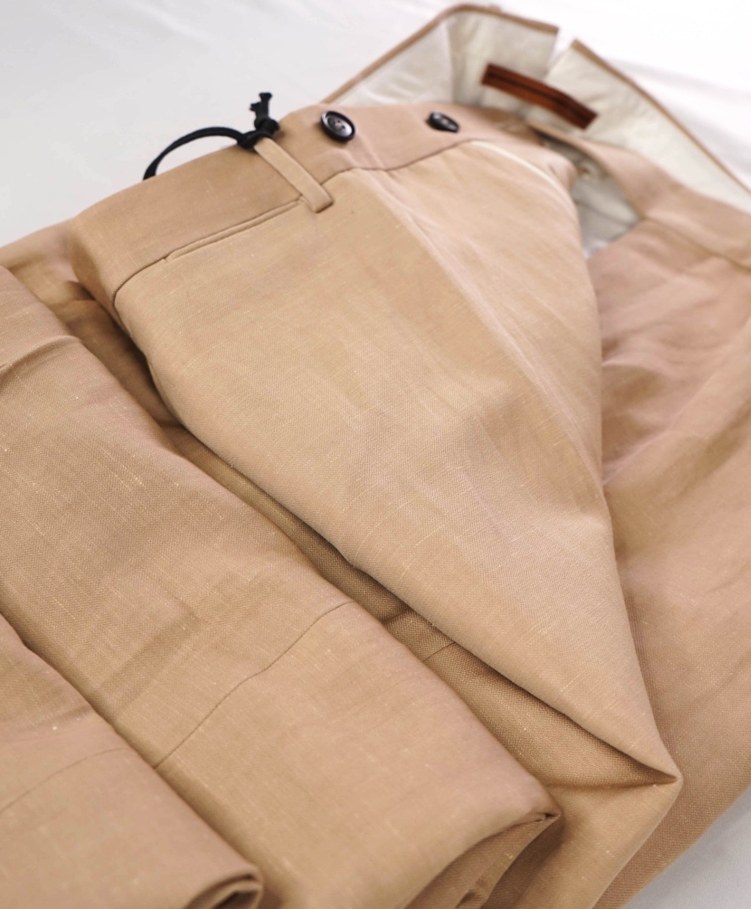 $870 ZEGNA - Solid Tan "TROFEO SUMMER" Wool/Linen Pants - 38W