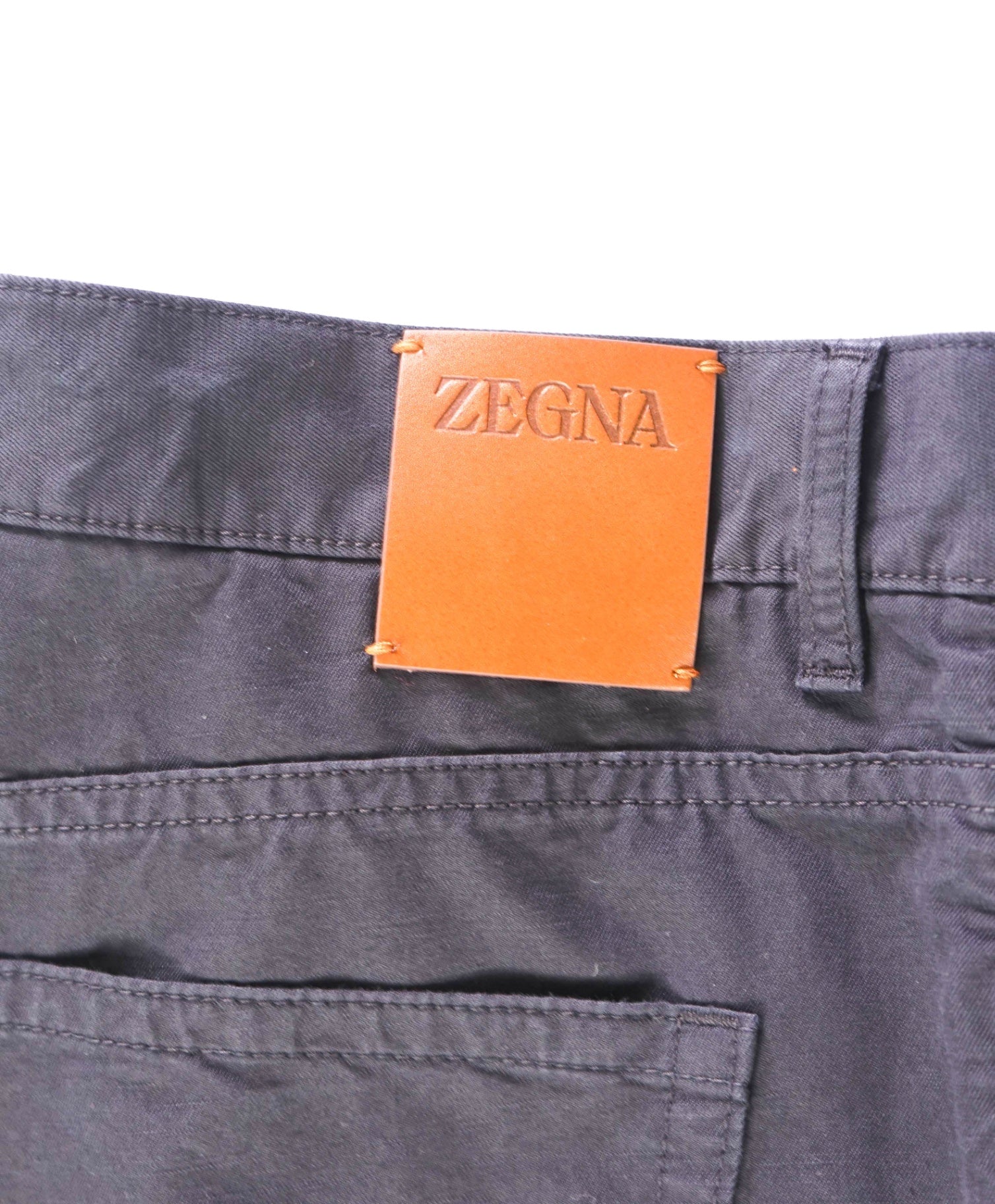 $690 ZEGNA - Navy Blue Cotton/Elastane 5-Pocket Chinos - 40W