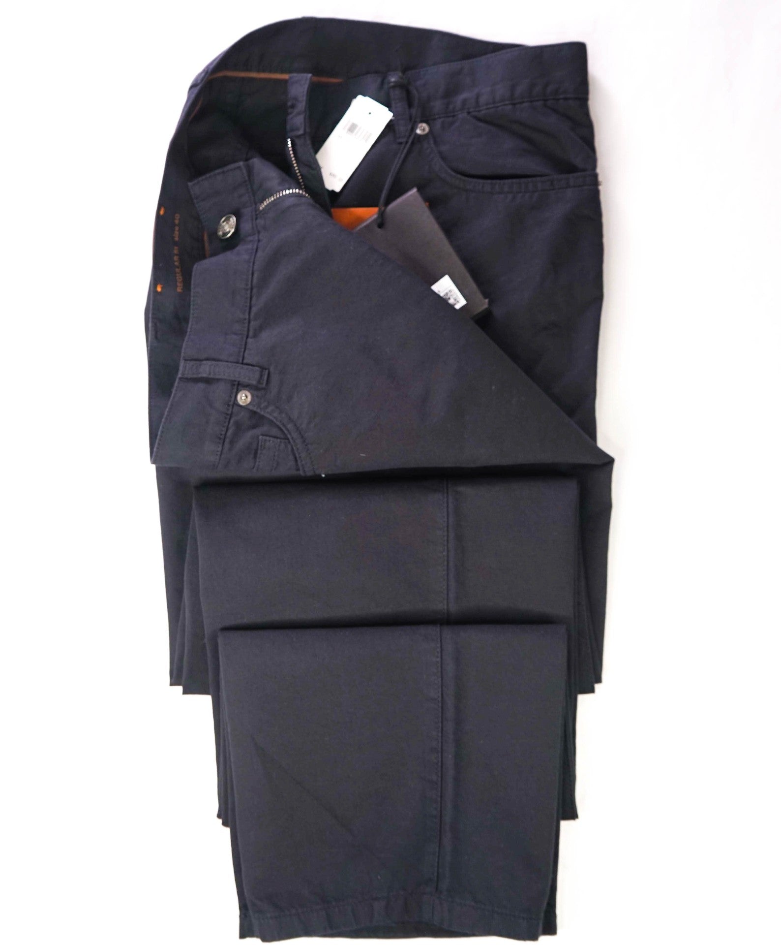 $690 ZEGNA - Navy Blue Cotton/Elastane 5-Pocket Chinos - 40W