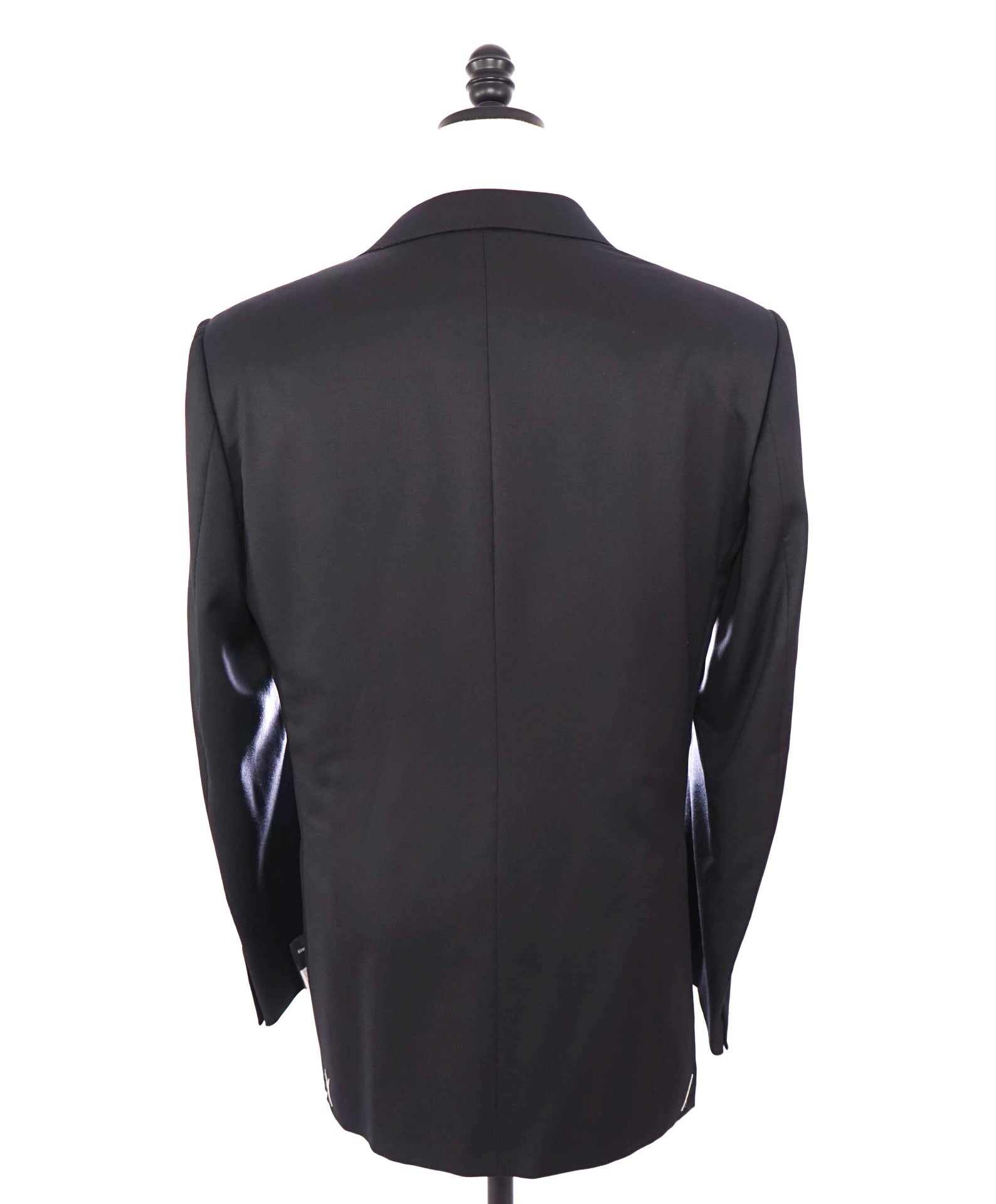 $3,950 ZEGNA - Solid Black "MICRONSPHERE" Wool Suit - 44L