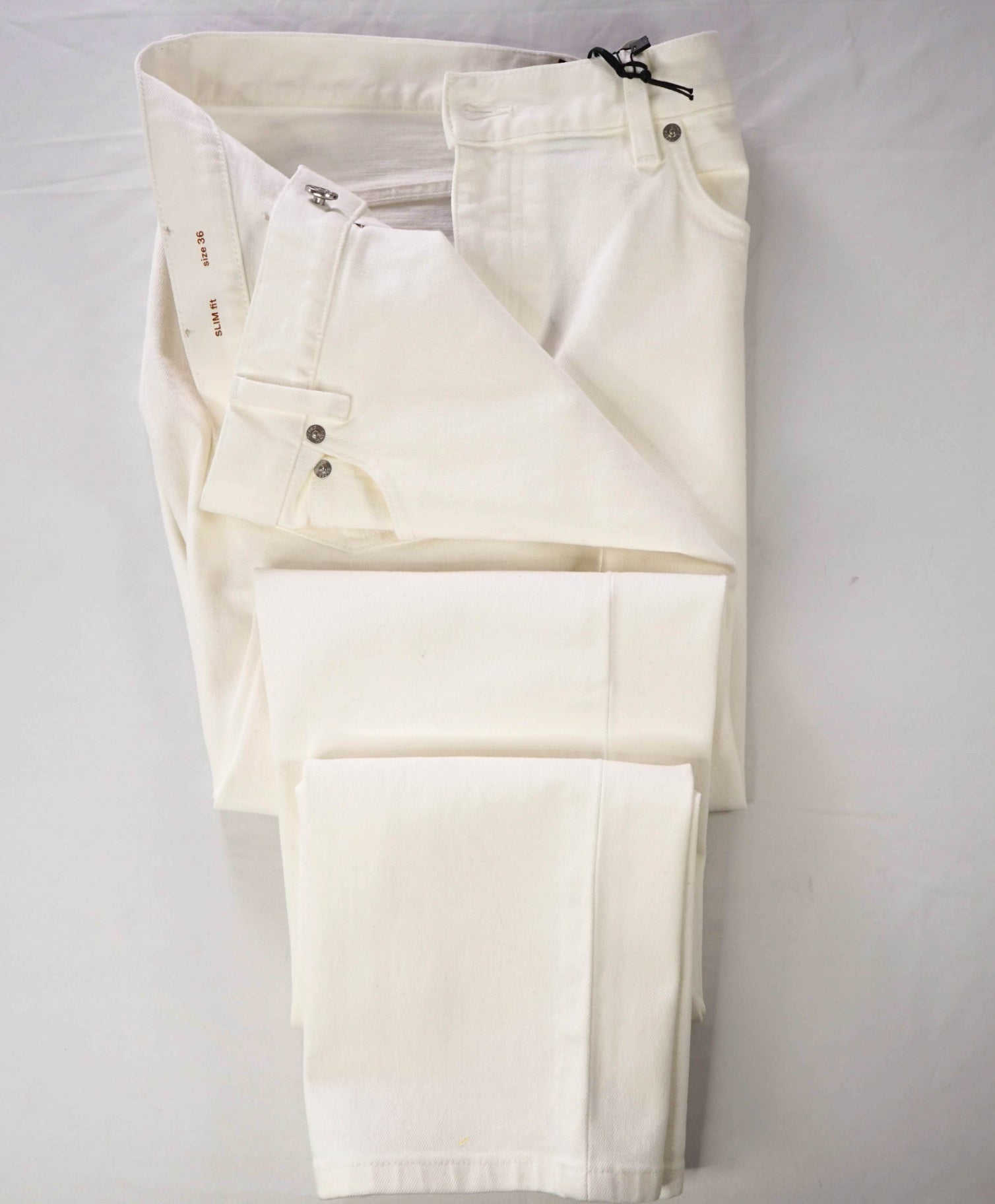 $385 ZEGNA - Solid White Slim Fit Denim Pants - 36W