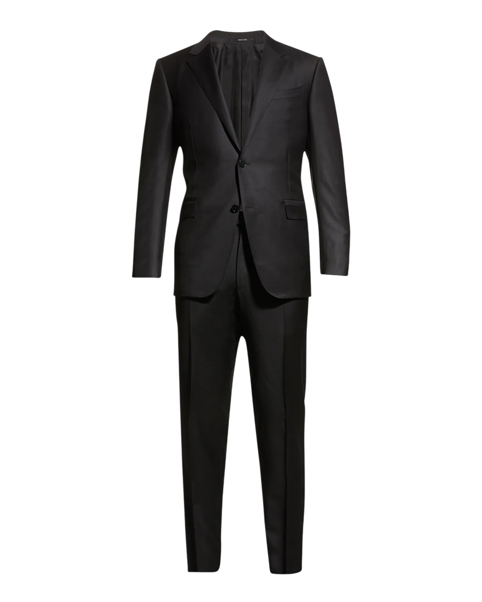 $3,950 ZEGNA - Solid Black "MICRONSPHERE" Wool Suit - 44L