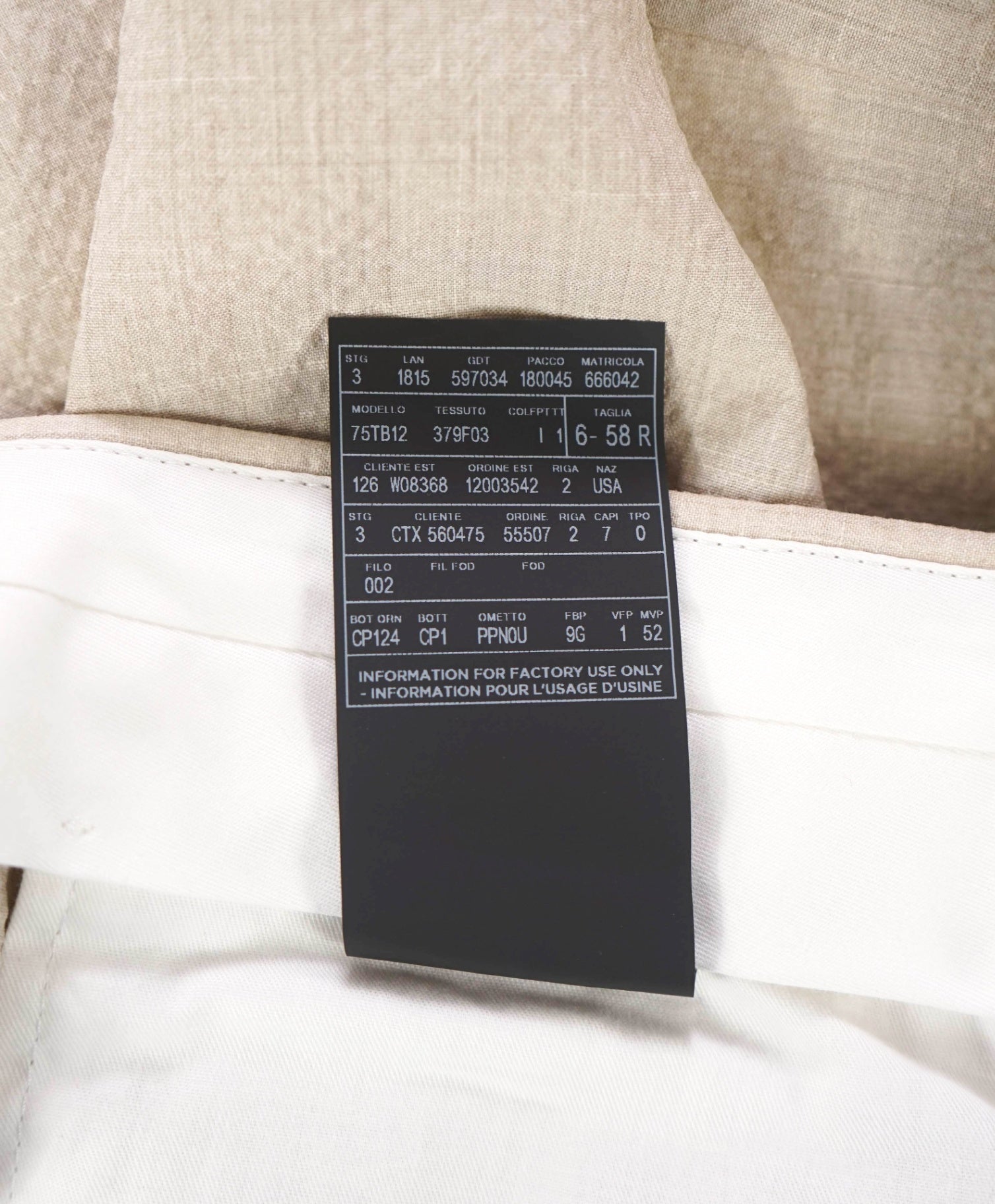 $795 ZEGNA - Beige "TROFEO SEERSUCKER" Slim Fit Pants - 40W