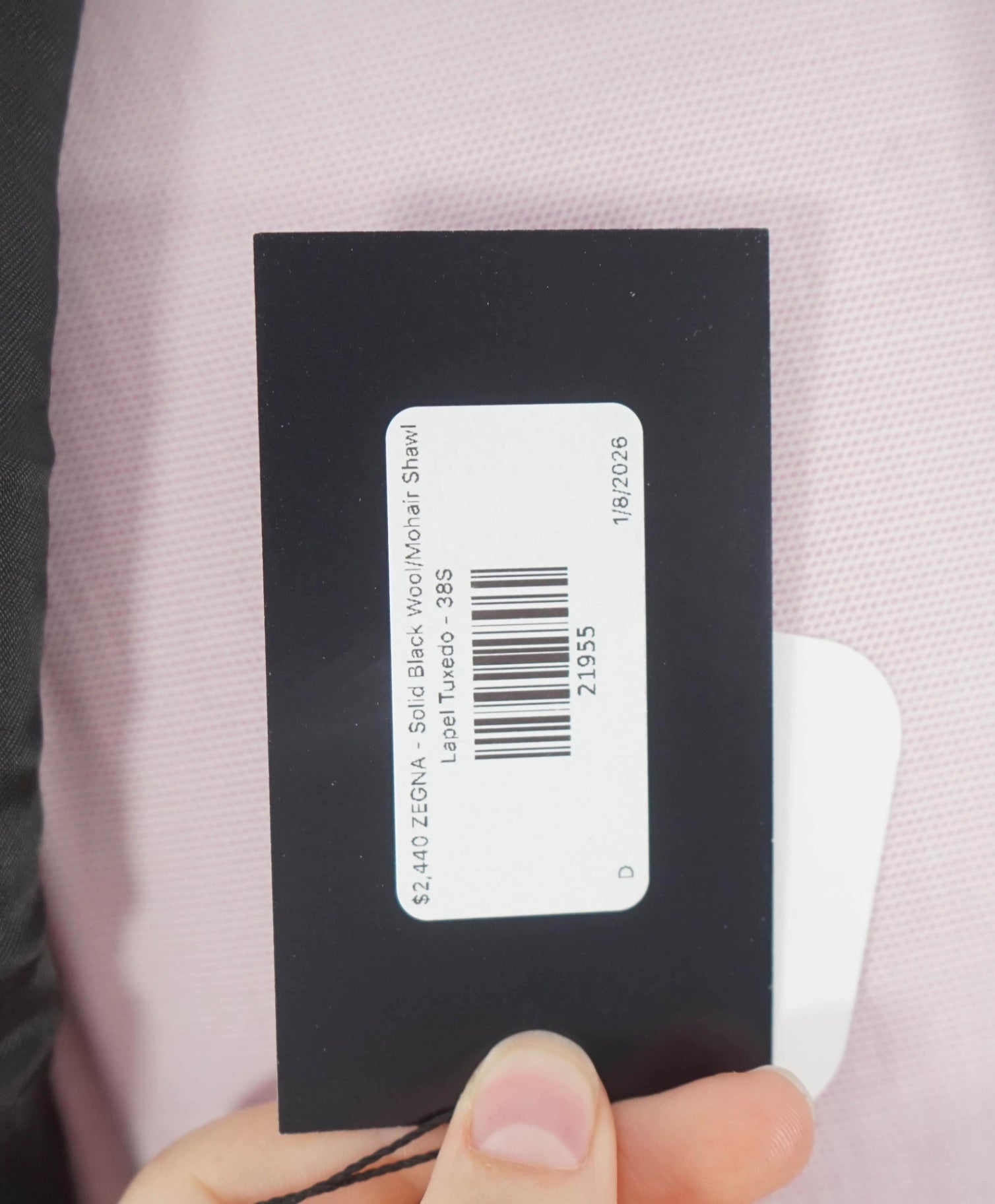 $3,950 ZEGNA - Solid Black Wool/Mohair Shawl Lapel Tuxedo - 38S