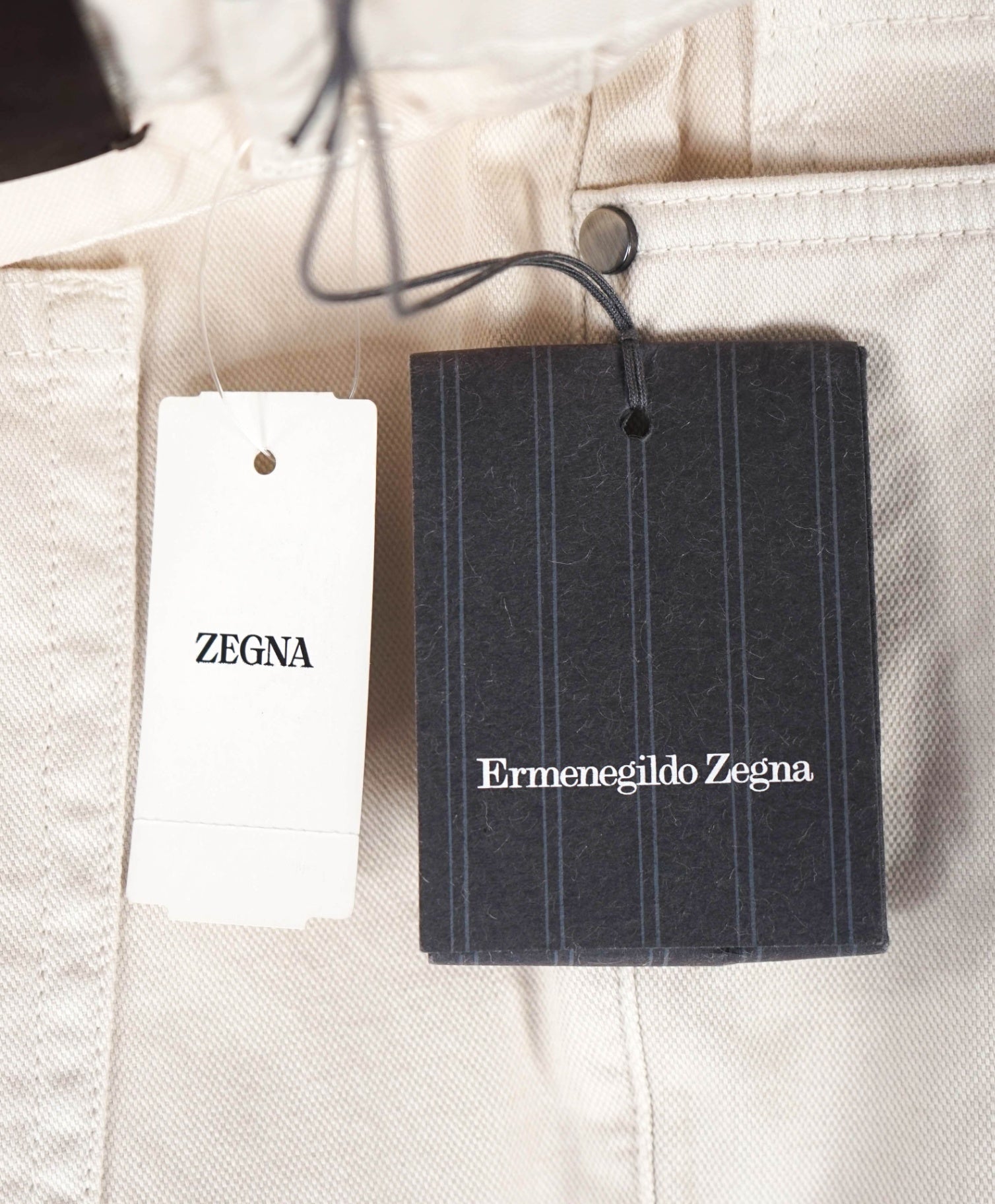 $795 ZEGNA - Solid Beige Denim Pants - 42W