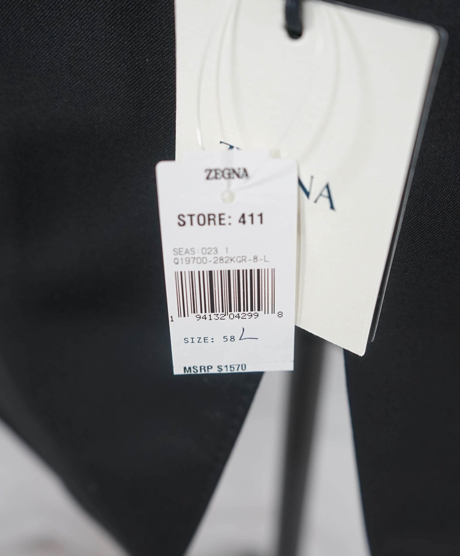 $1,570 Z ZEGNA - Solid Black Wool Peak Lapel Tuxedo - 48L