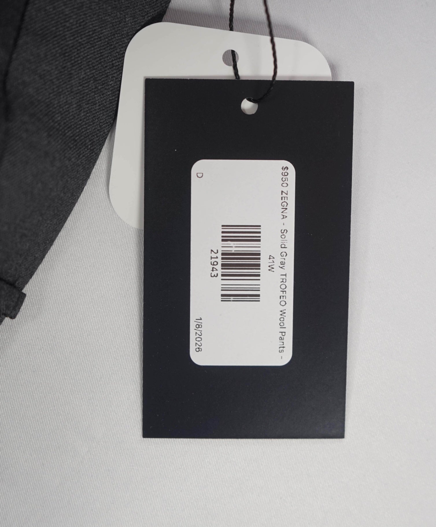 $950 ZEGNA - Solid Gray TROFEO Wool Pants - 40W