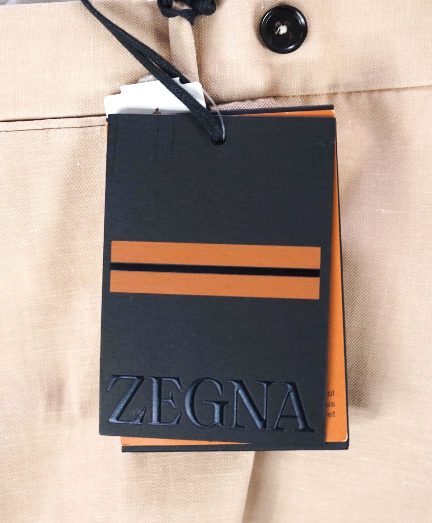 $870 ZEGNA - Solid Tan "TROFEO SUMMER" Wool/Linen Pants - 38W