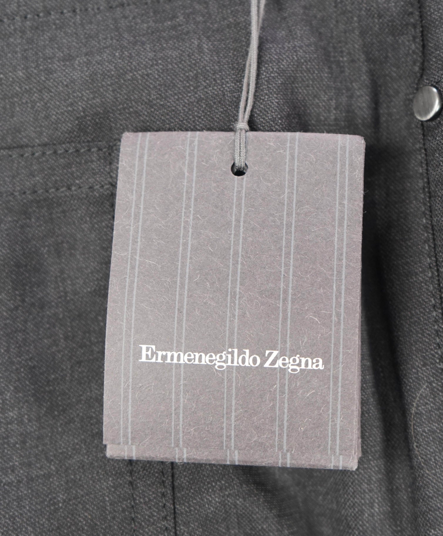 $695 ZEGNA - Solid Gray Wool 5-Pocket Pants - 44W