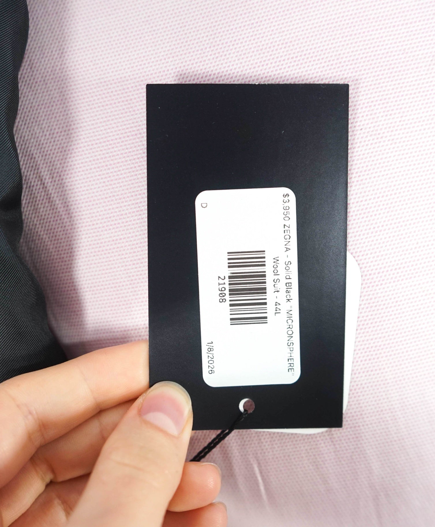 $3,950 ZEGNA - Solid Black "MICRONSPHERE" Wool Suit - 44L