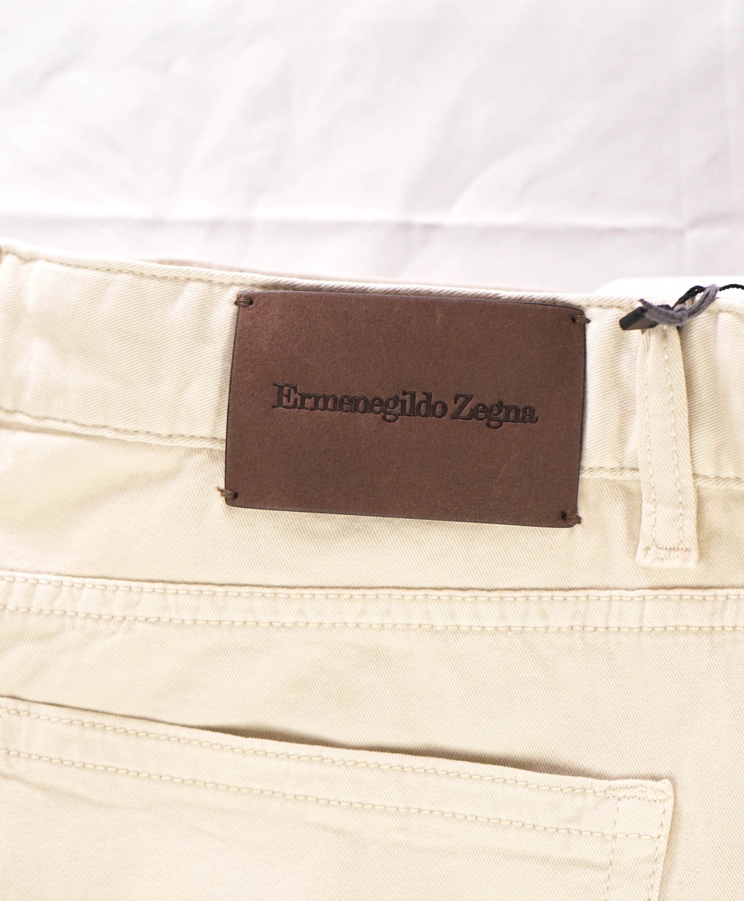 $795 ZEGNA - Beige Soft Denim Pants - 40W