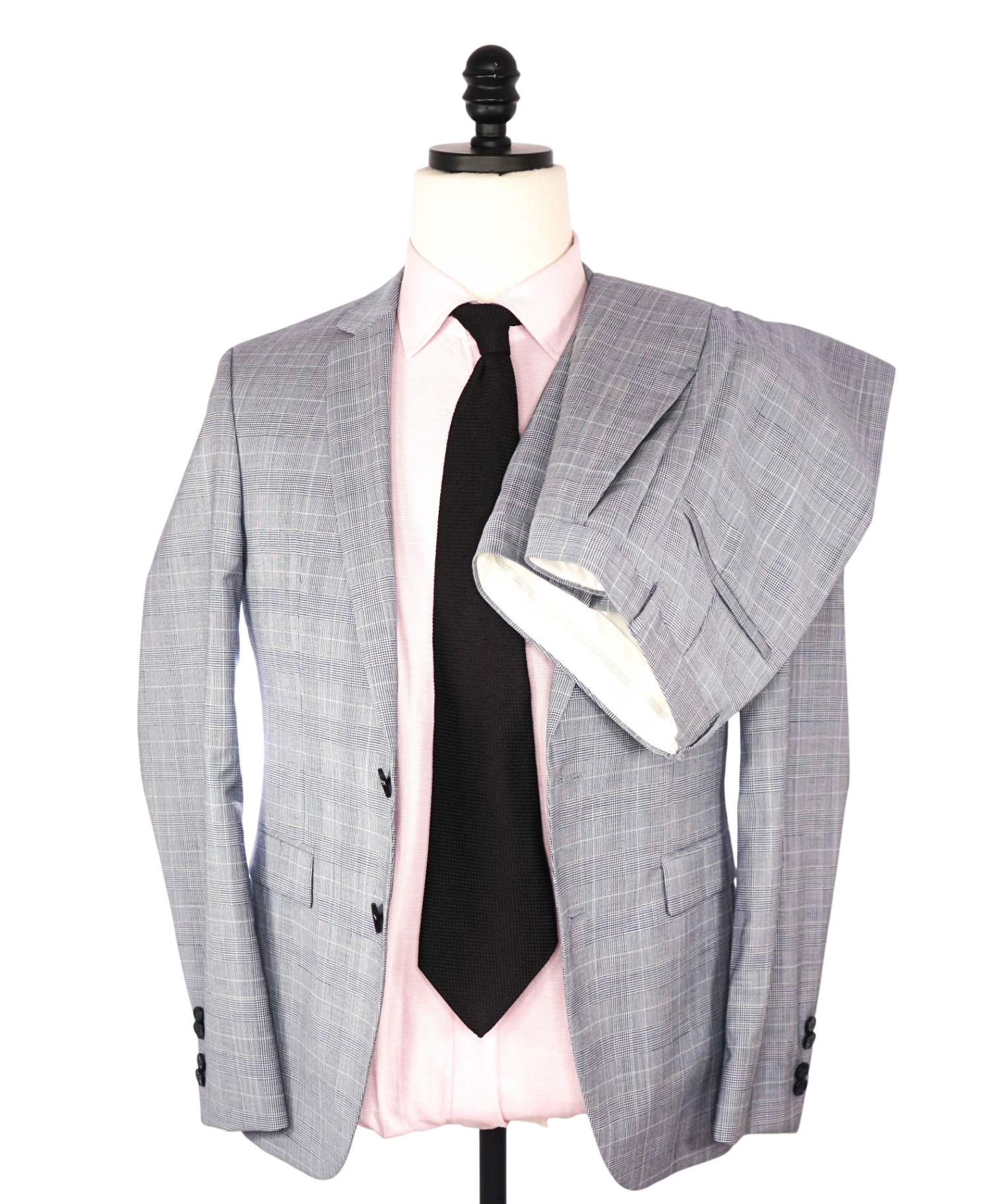 $900 HUGO BOSS - Blue Houndstooth Plaid Wool Suit - 34R