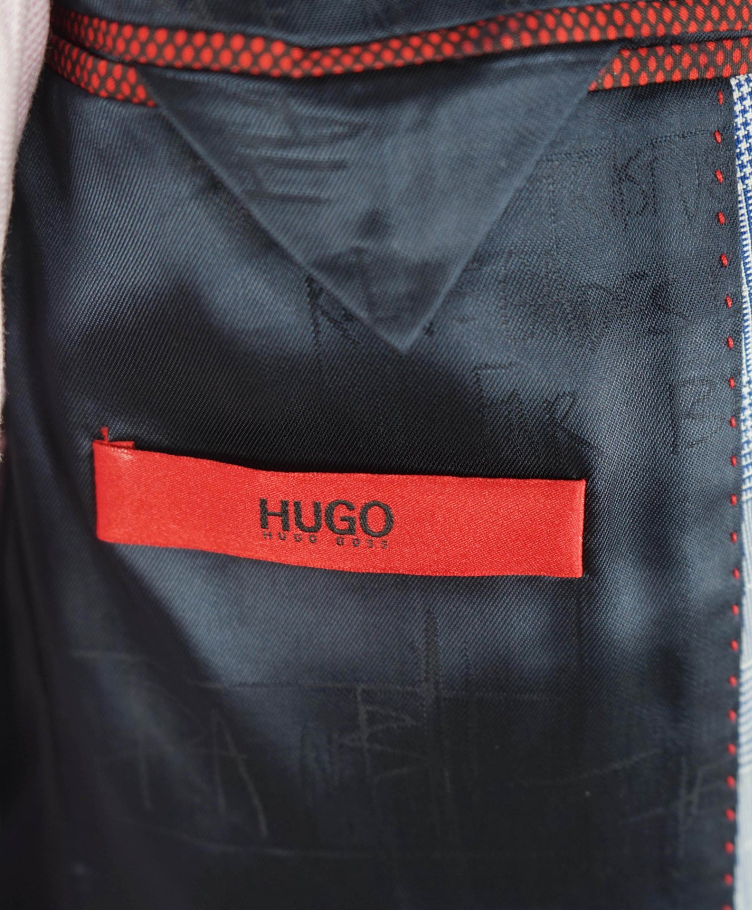 $900 HUGO BOSS - Blue Houndstooth Plaid Wool Suit - 34R