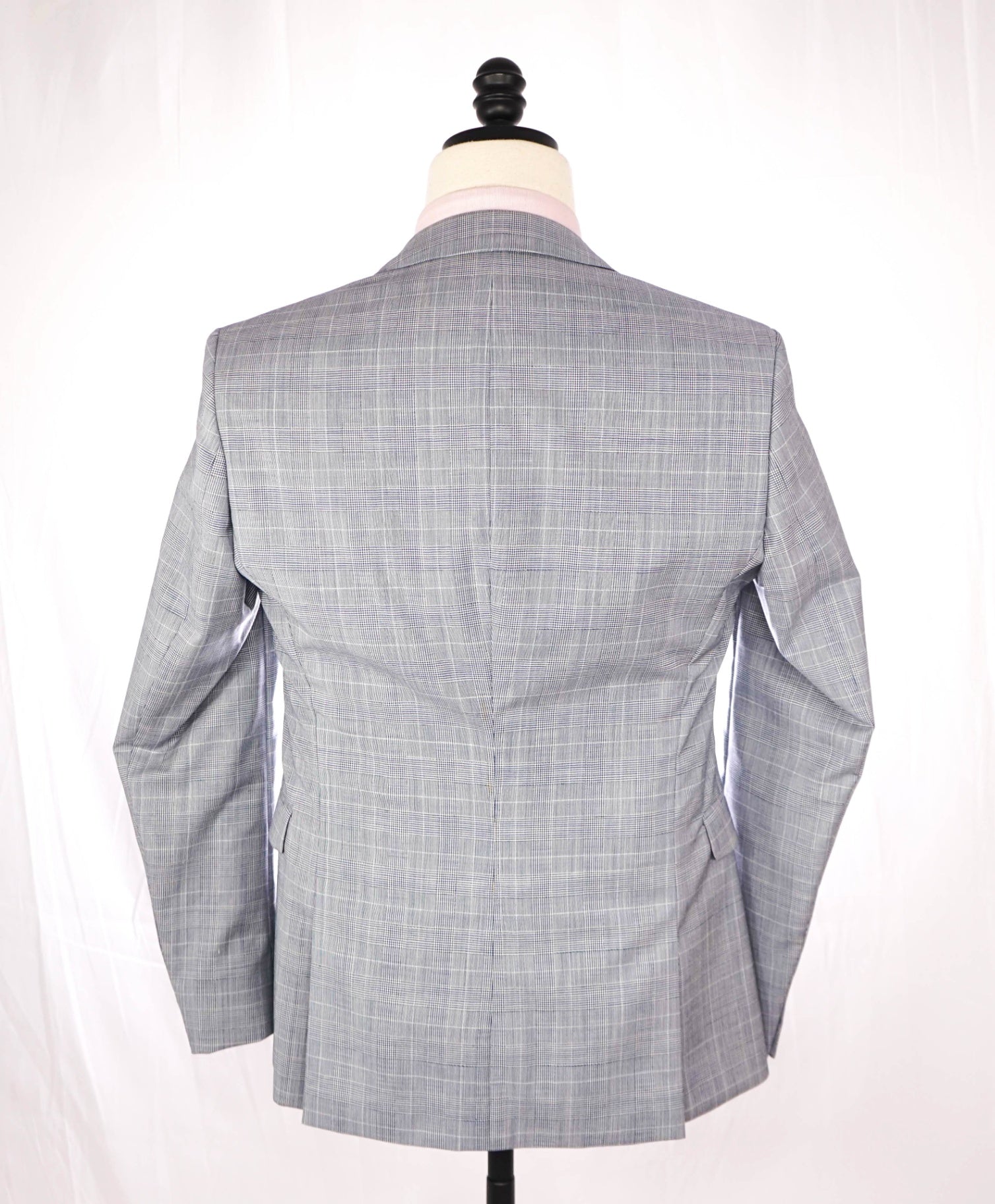 $900 HUGO BOSS - Blue Houndstooth Plaid Wool Suit - 34R