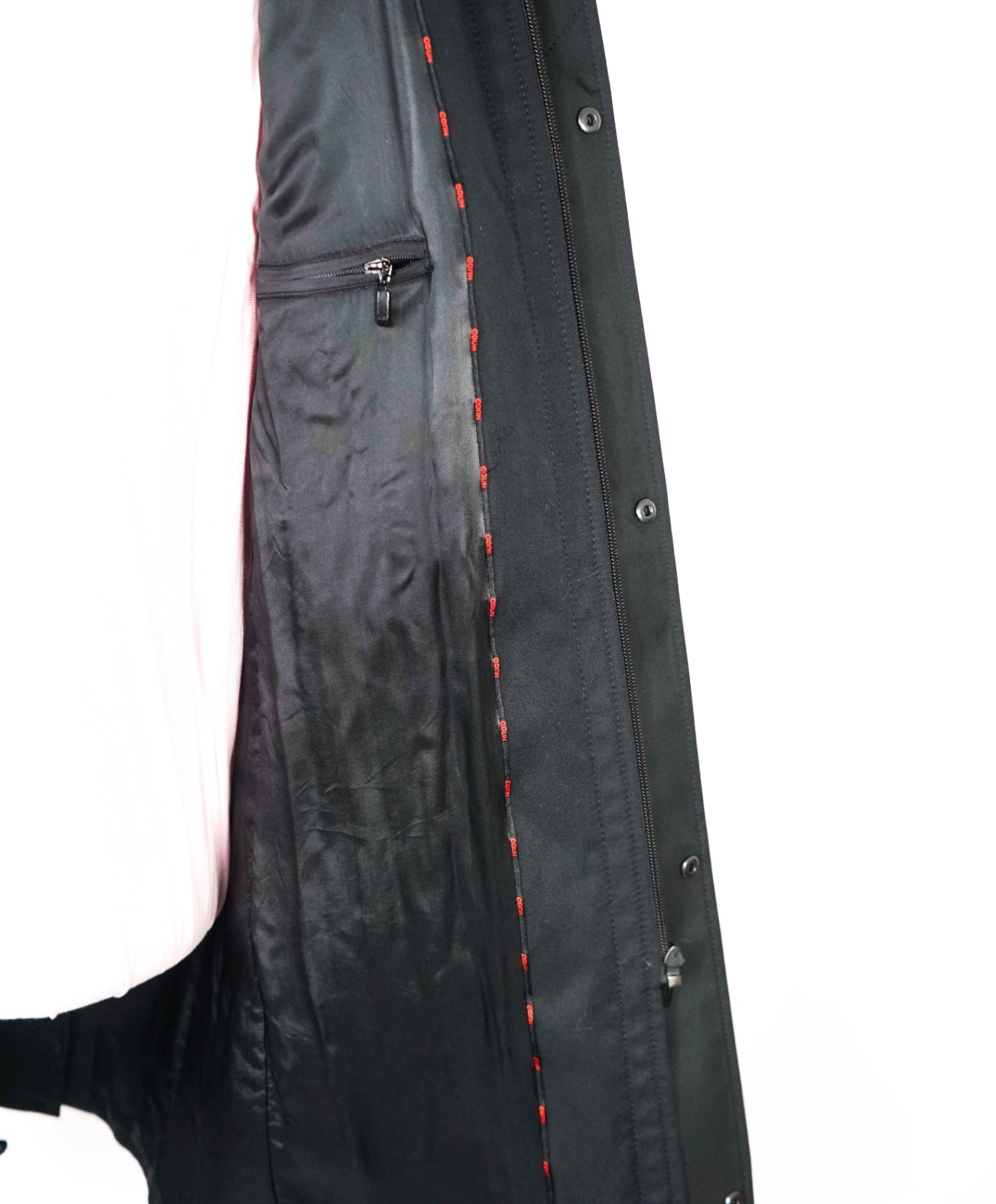 $550  HUGO BOSS - Solid Black Cotton Blend Rain/Top Coat - 34R