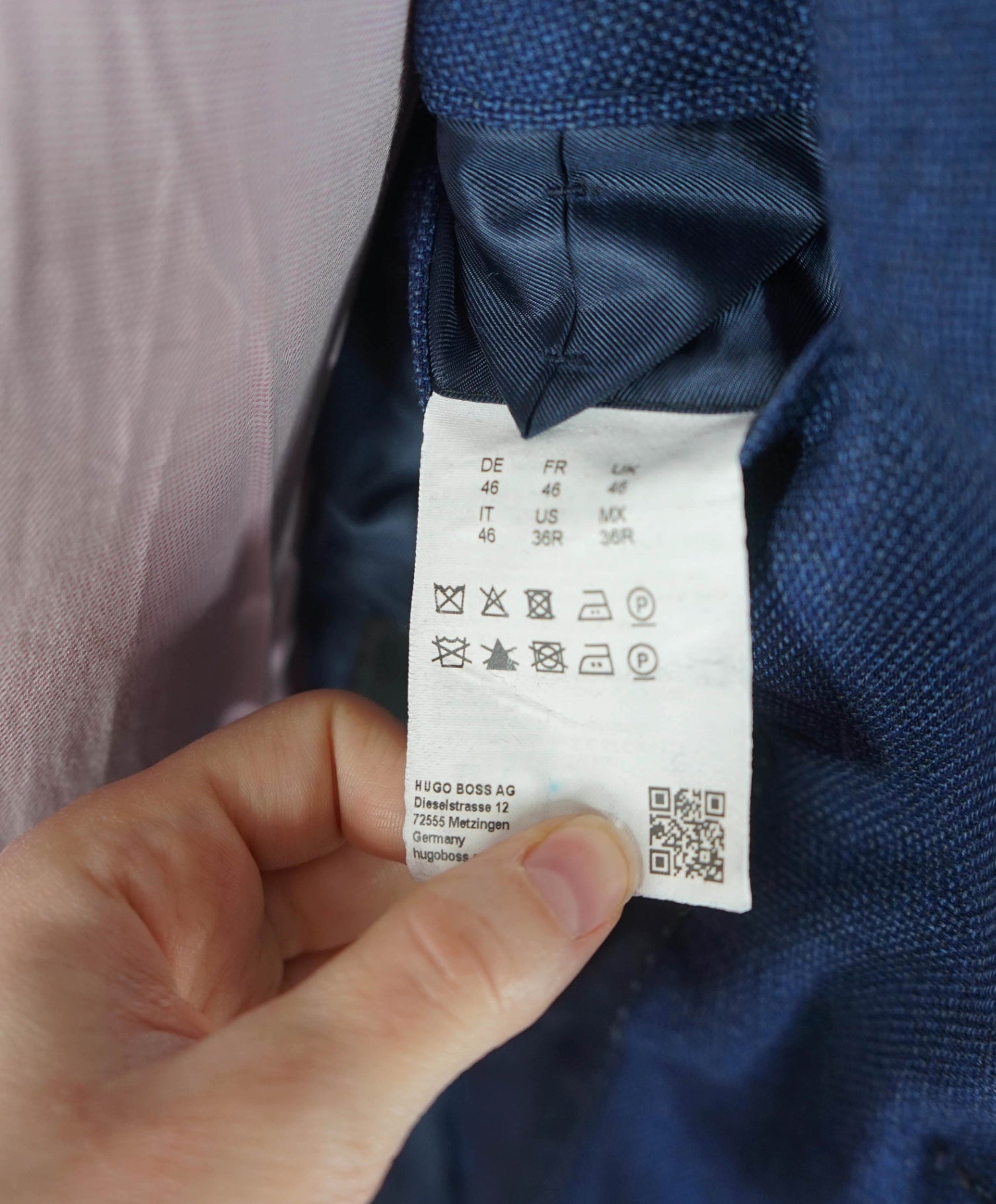 $795 BOSS - REDA Textured Blue Super 110's Wool Blazer - 36R
