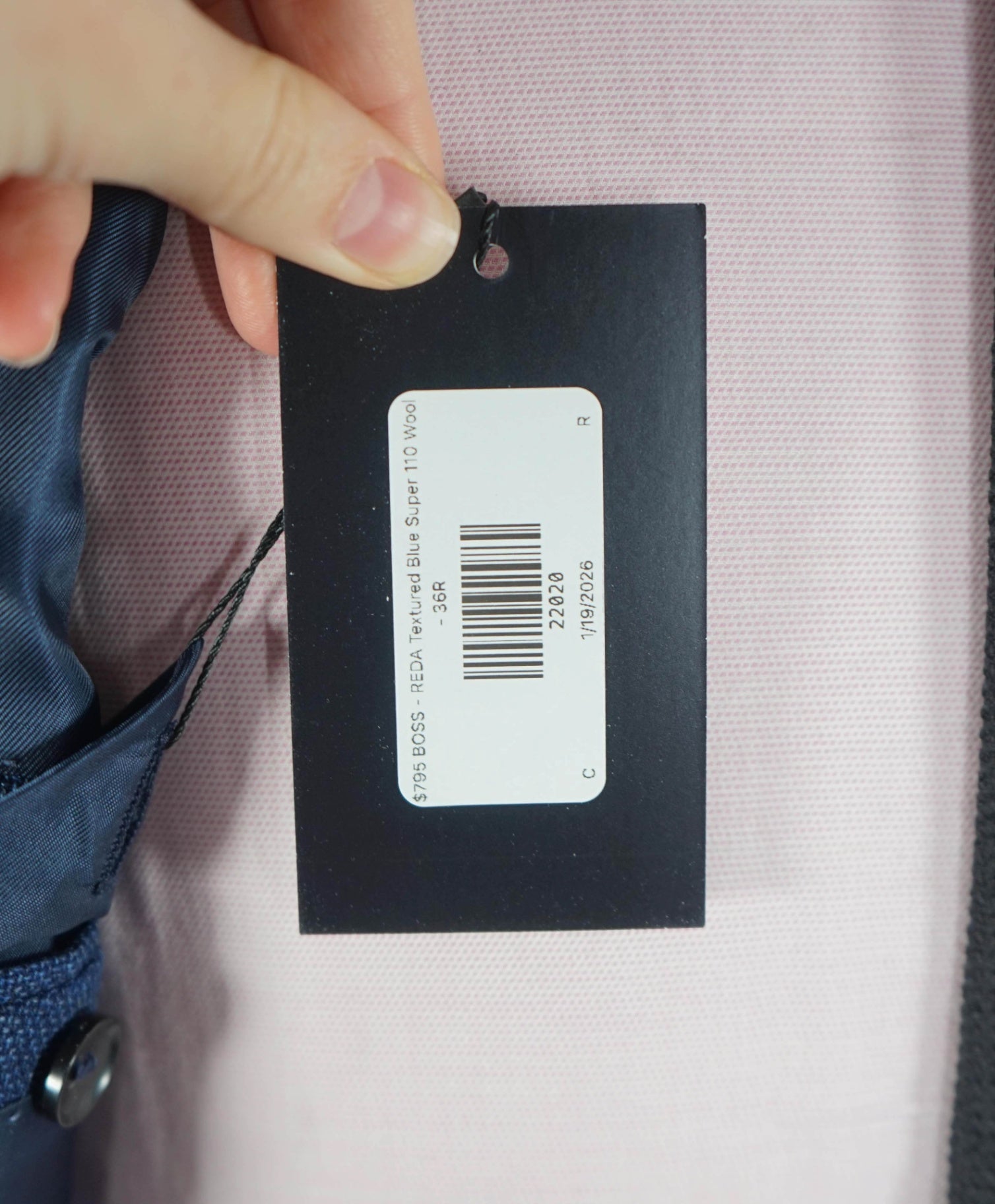 $795 BOSS - REDA Textured Blue Super 110's Wool Blazer - 36R