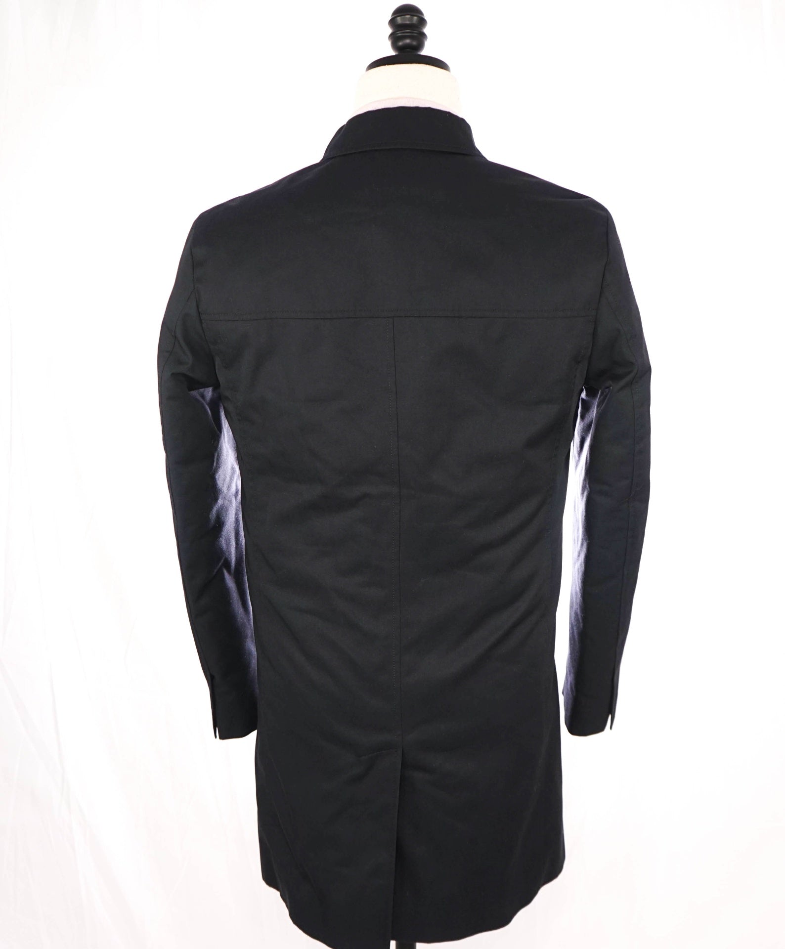 $550  HUGO BOSS - Solid Black Cotton Blend Rain/Top Coat - 34R