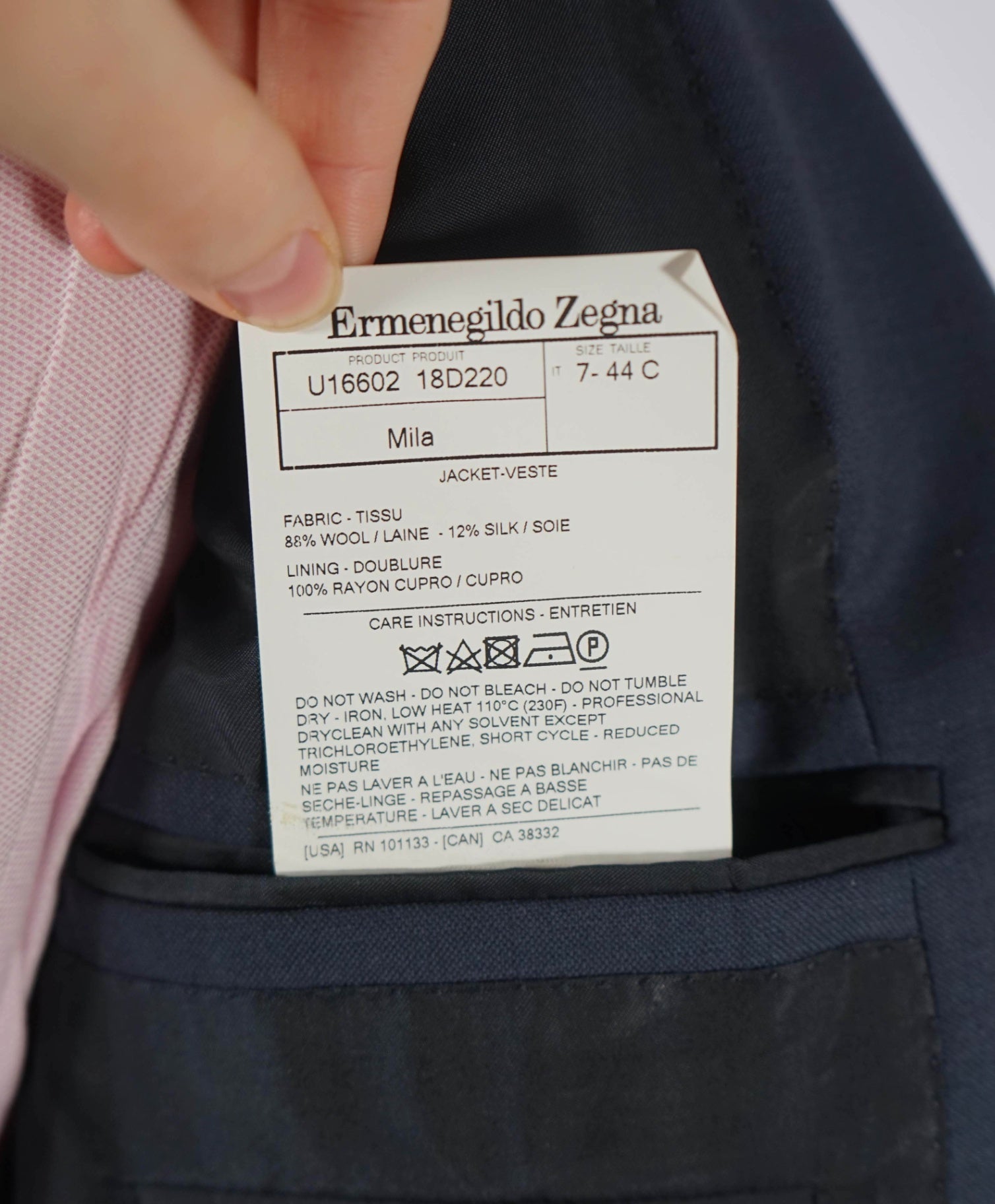 $3,990 ZEGNA - Medium Pastel Blue Wool/Silk Suit - 34S US