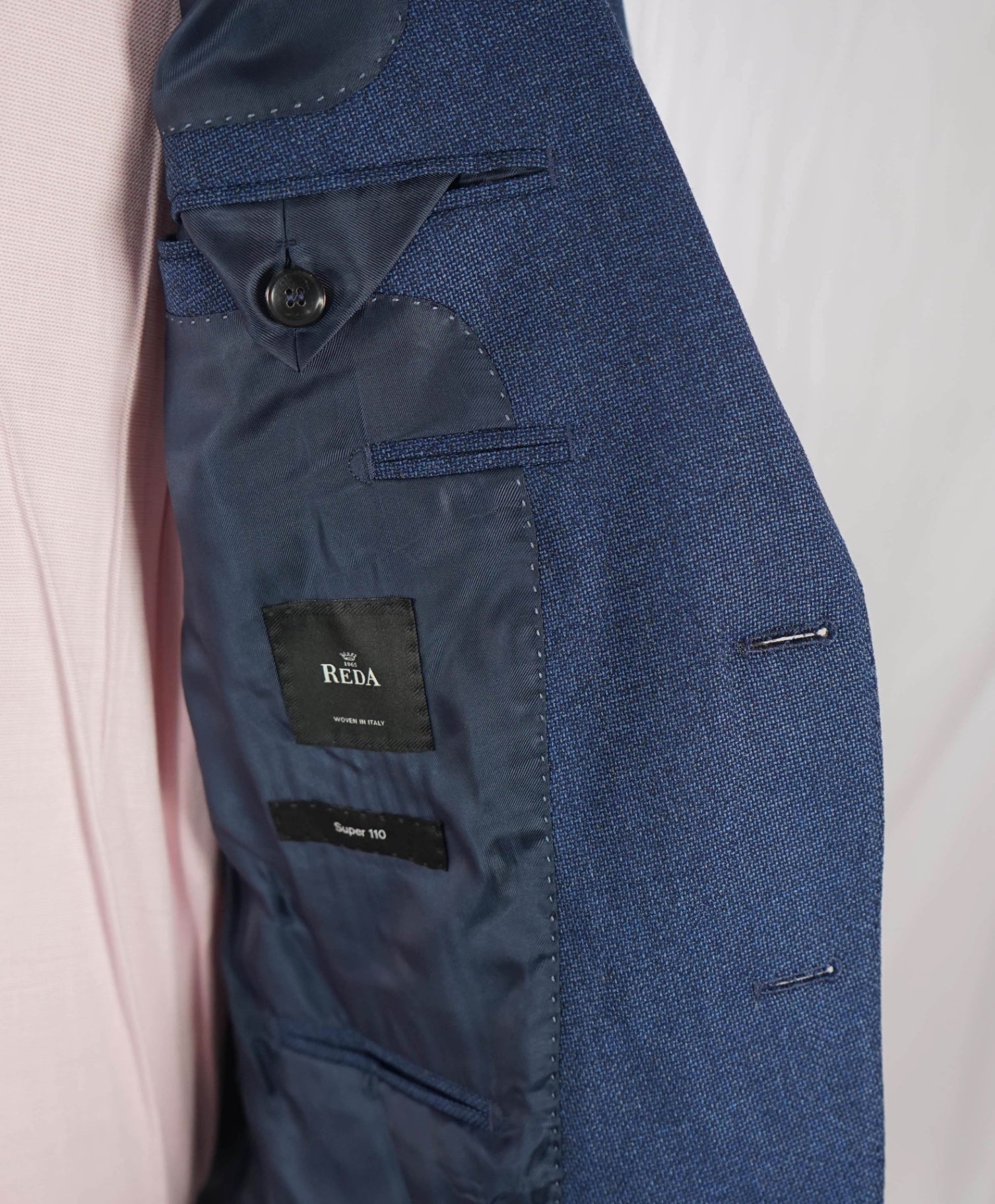 $795 BOSS - REDA Textured Blue Super 110's Wool Blazer - 36R