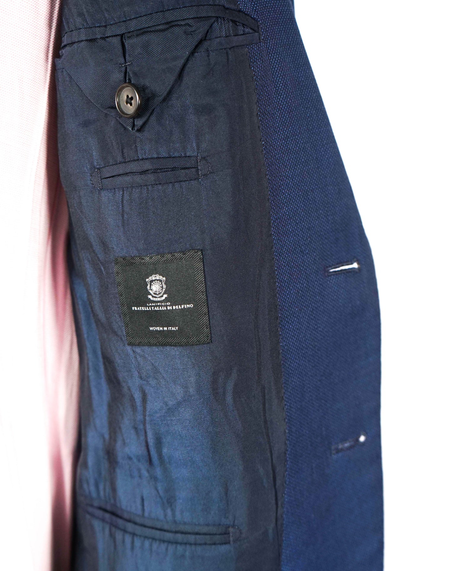 $1,295 BOSS - Navy Blue Birdseye FULL CANVAS Suit - 36