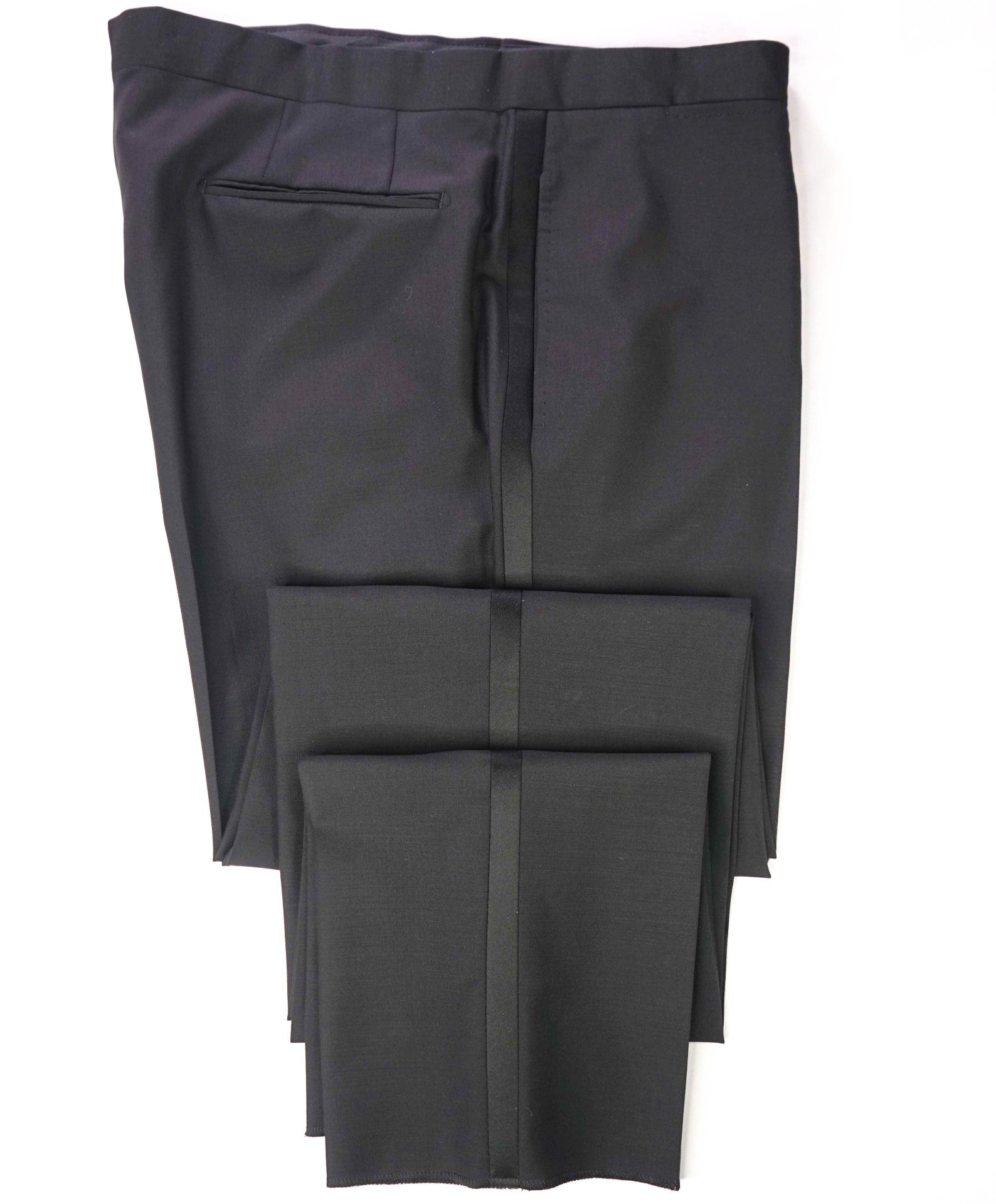 $890 ZEGNA - Black Wool/Mohair Tuxedo Pants - 38W