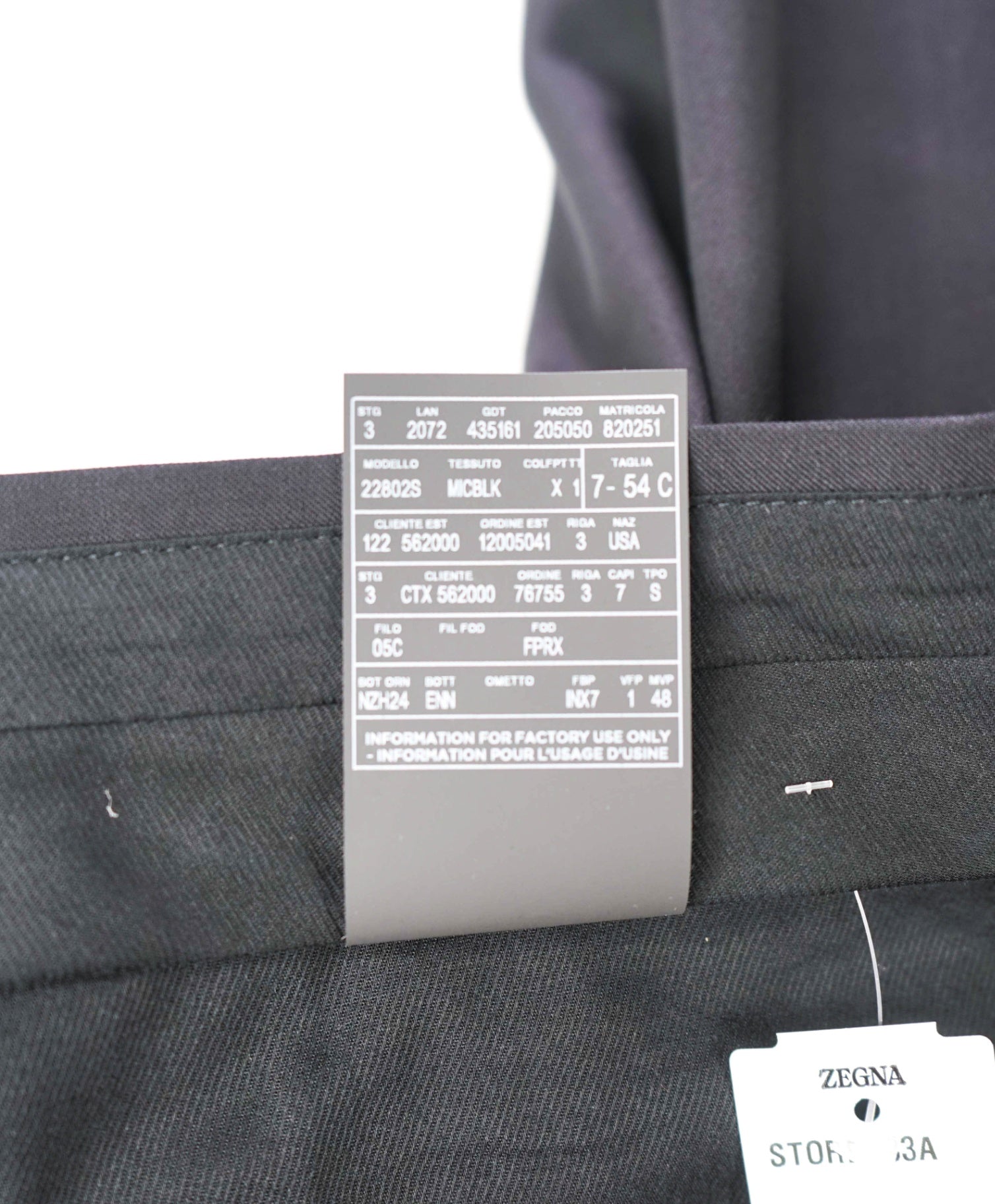 $870 ZEGNA - Black Wool Tuxedo Pants - 36W