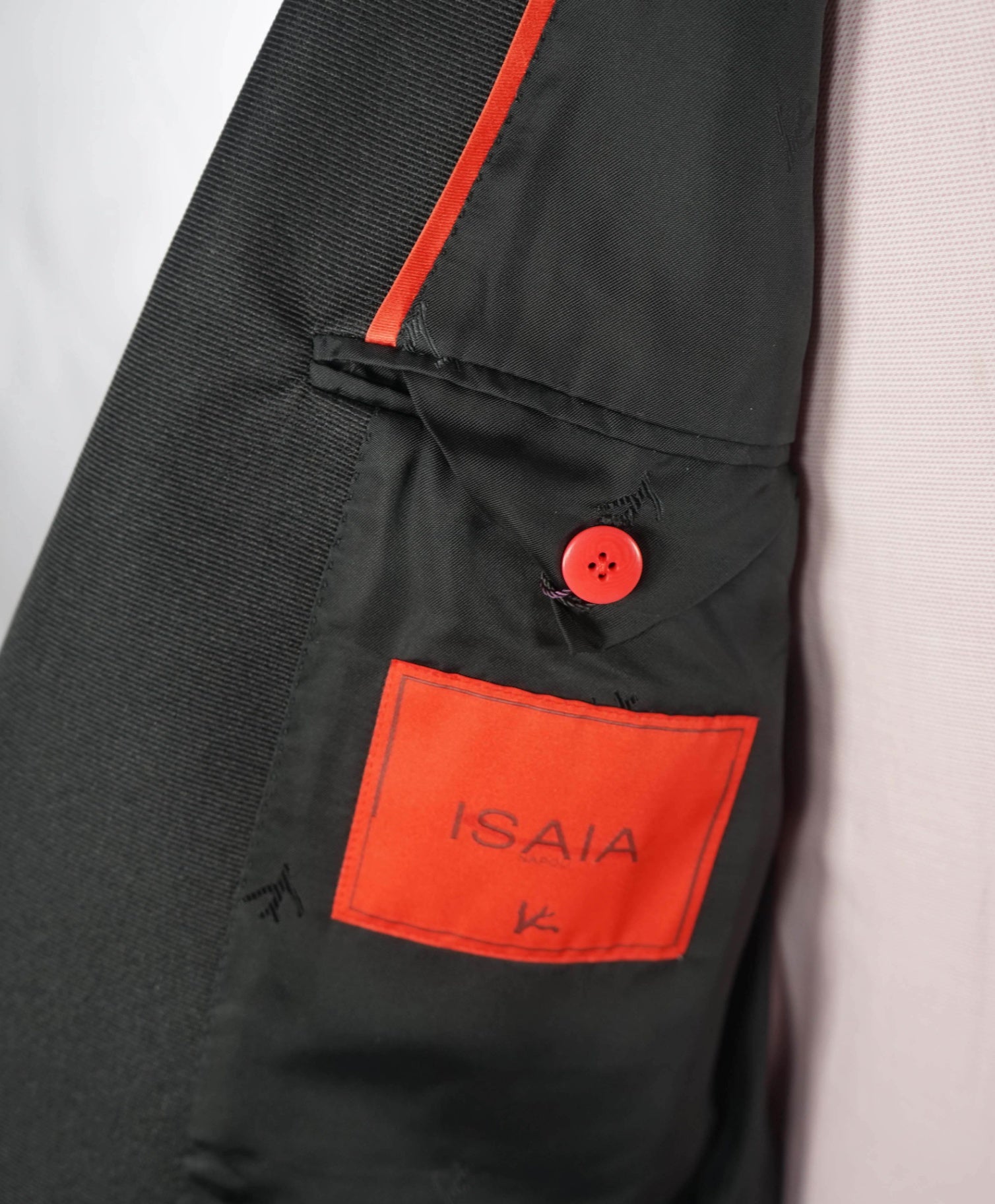 $4,595 ISAIA - "AQUASPIDER" Solid Black Wool Peak Lapel Tuxedo - 44L