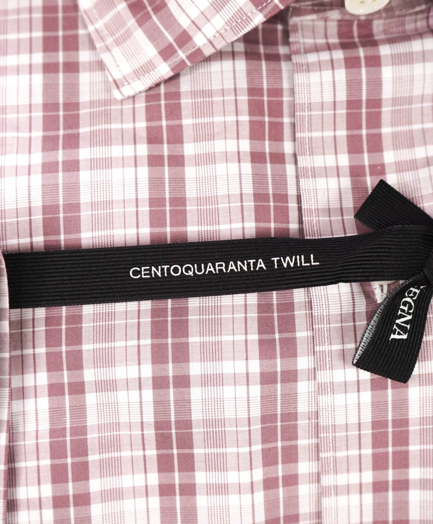 $595 ZEGNA - Pink Plaid "CENTOQUARANTA TWILL" Cotton Shirt - XL