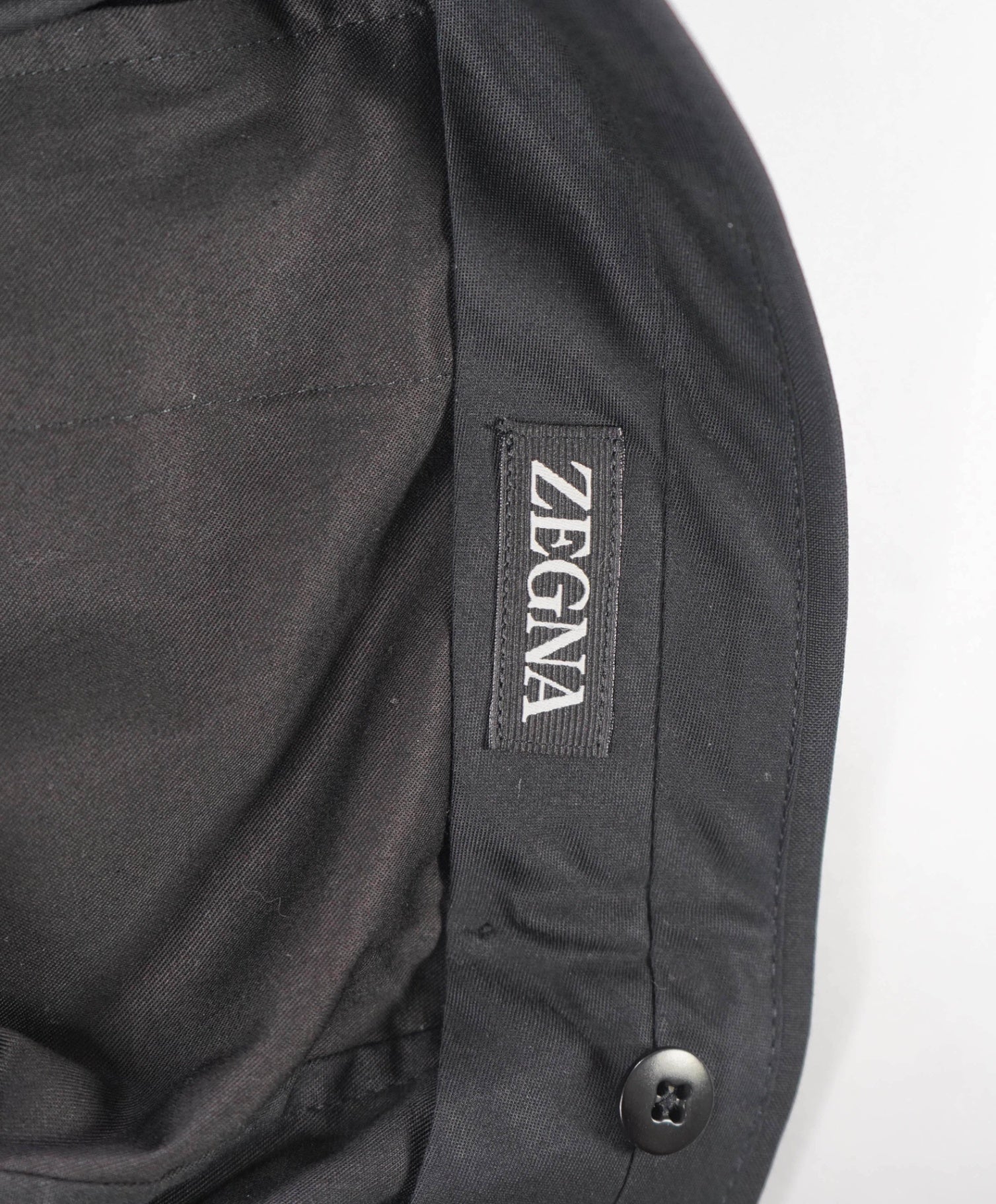 $890 ZEGNA - Black Wool/Mohair Tuxedo Pants - 38W