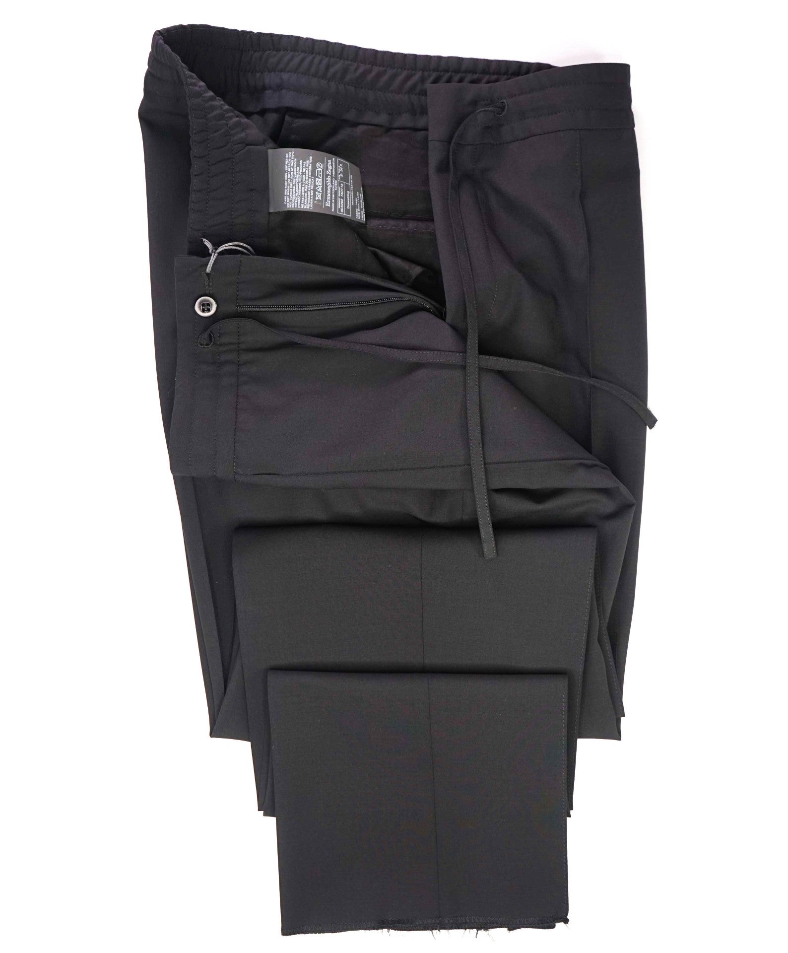 $1,100 ZEGNA - Black HIGH PERFORMANCE "DRAWSTRING" Pants - 36W