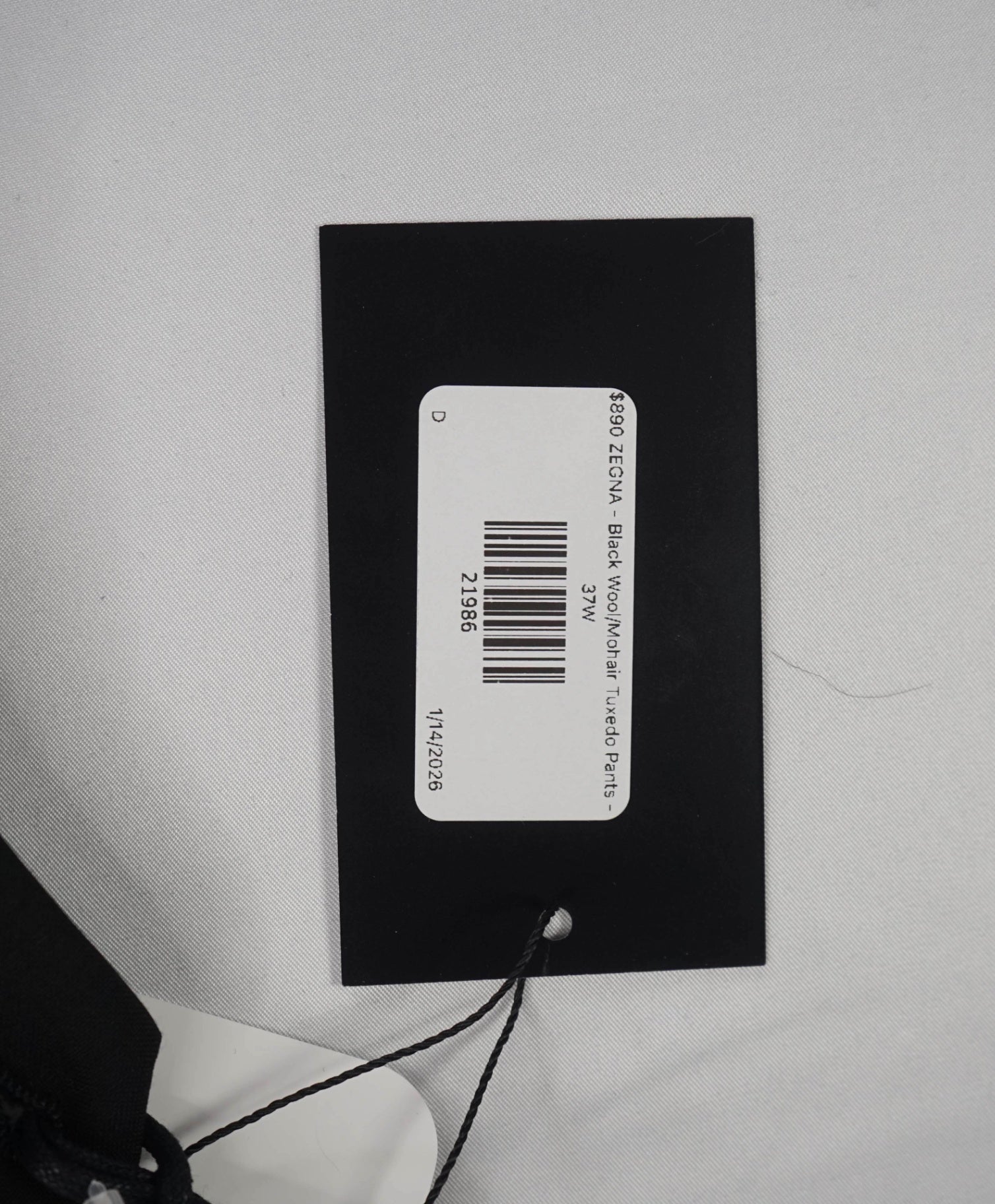 $890 ZEGNA - Black Wool/Mohair Tuxedo Pants - 36W