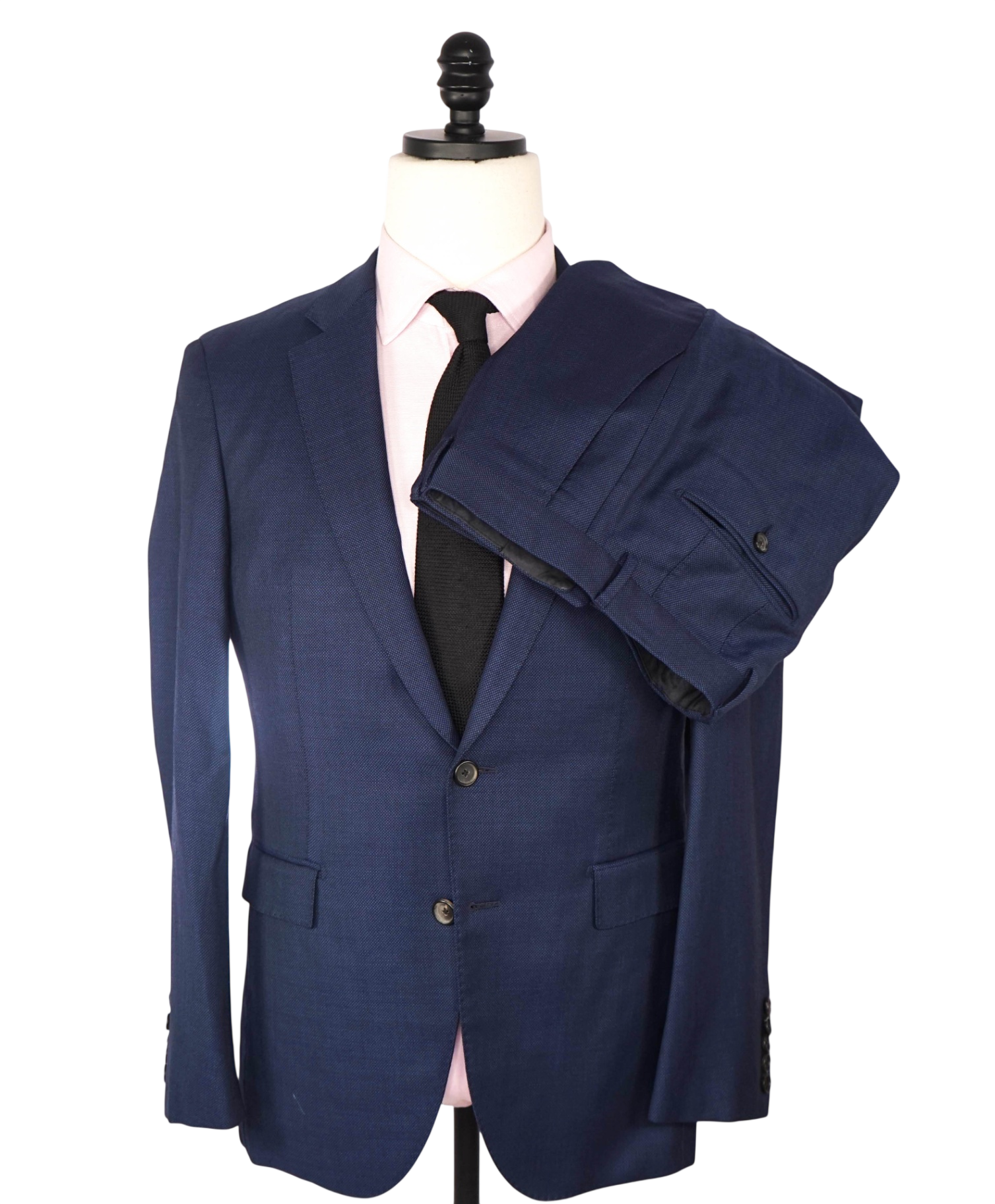 $1,295 BOSS - Navy Blue Birdseye FULL CANVAS Suit - 36