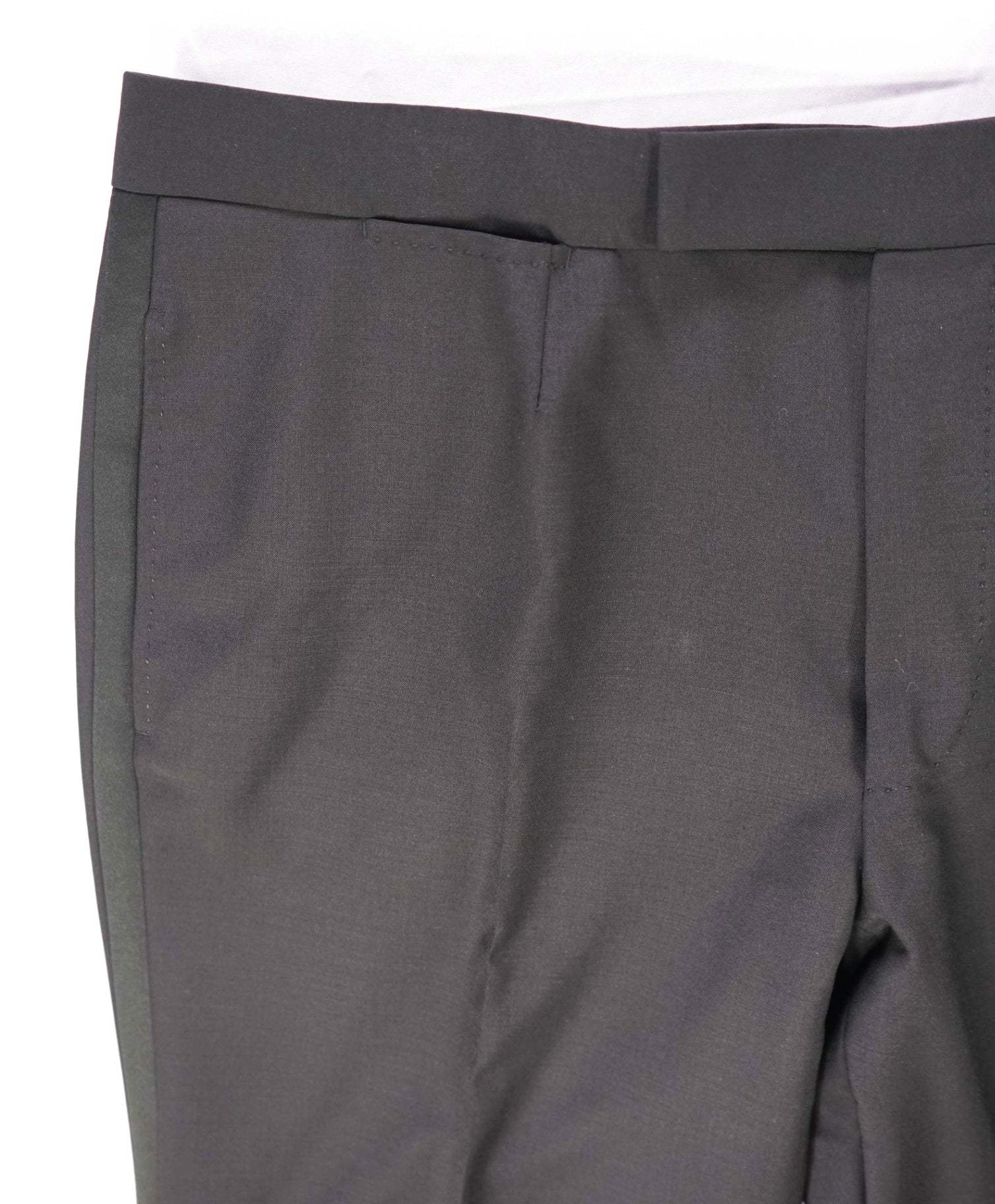 $890 ZEGNA - Black Wool/Mohair Tuxedo Pants - 38W