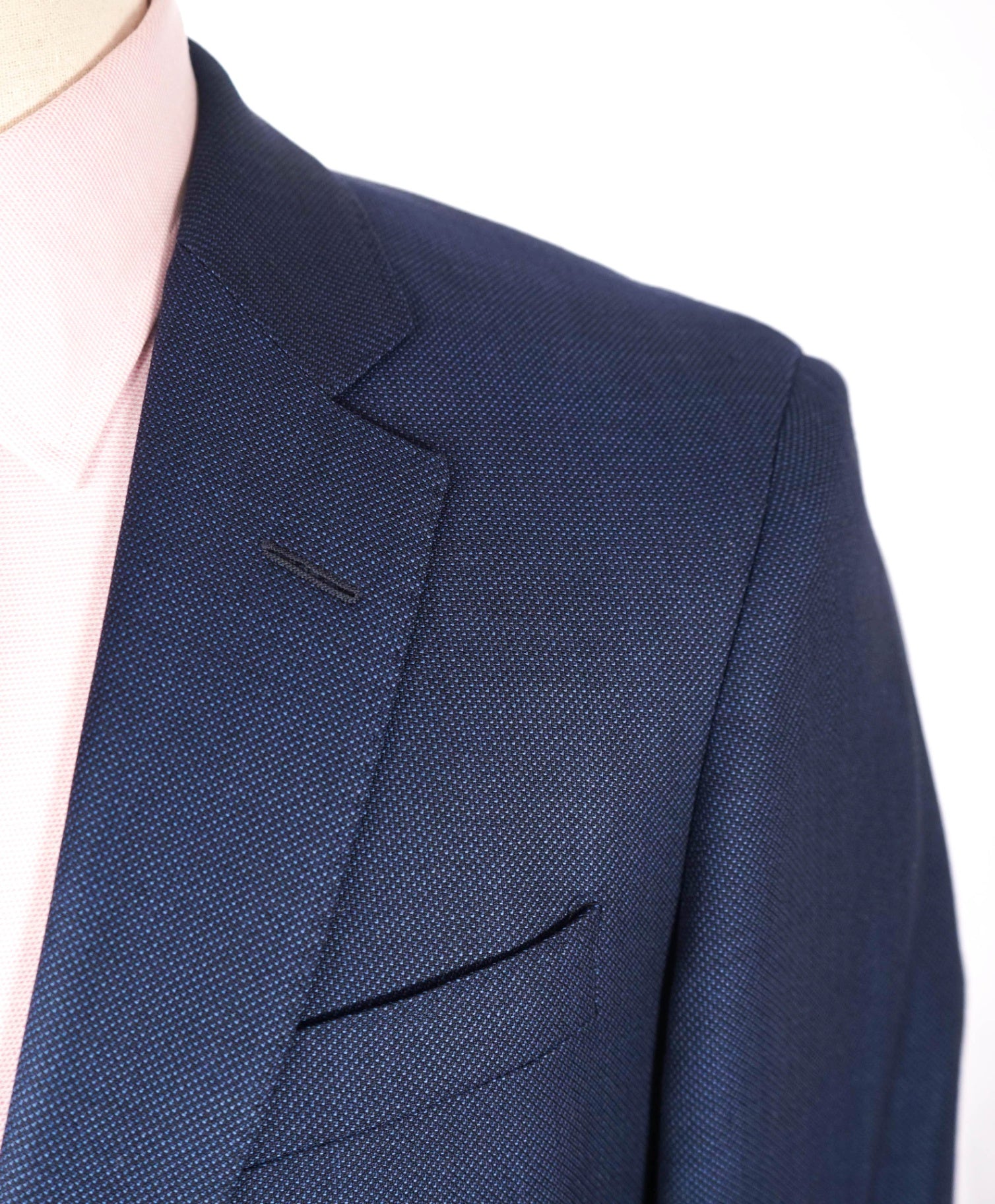 $1,295 BOSS - Navy Blue Birdseye FULL CANVAS Suit - 36