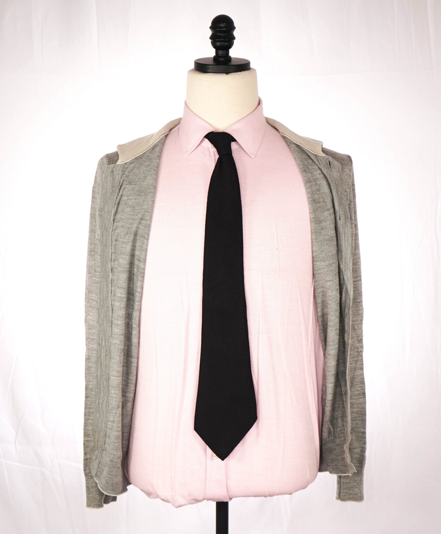 $540 ELEVENTY - Light Gray Wool/Silk Cardigan - M