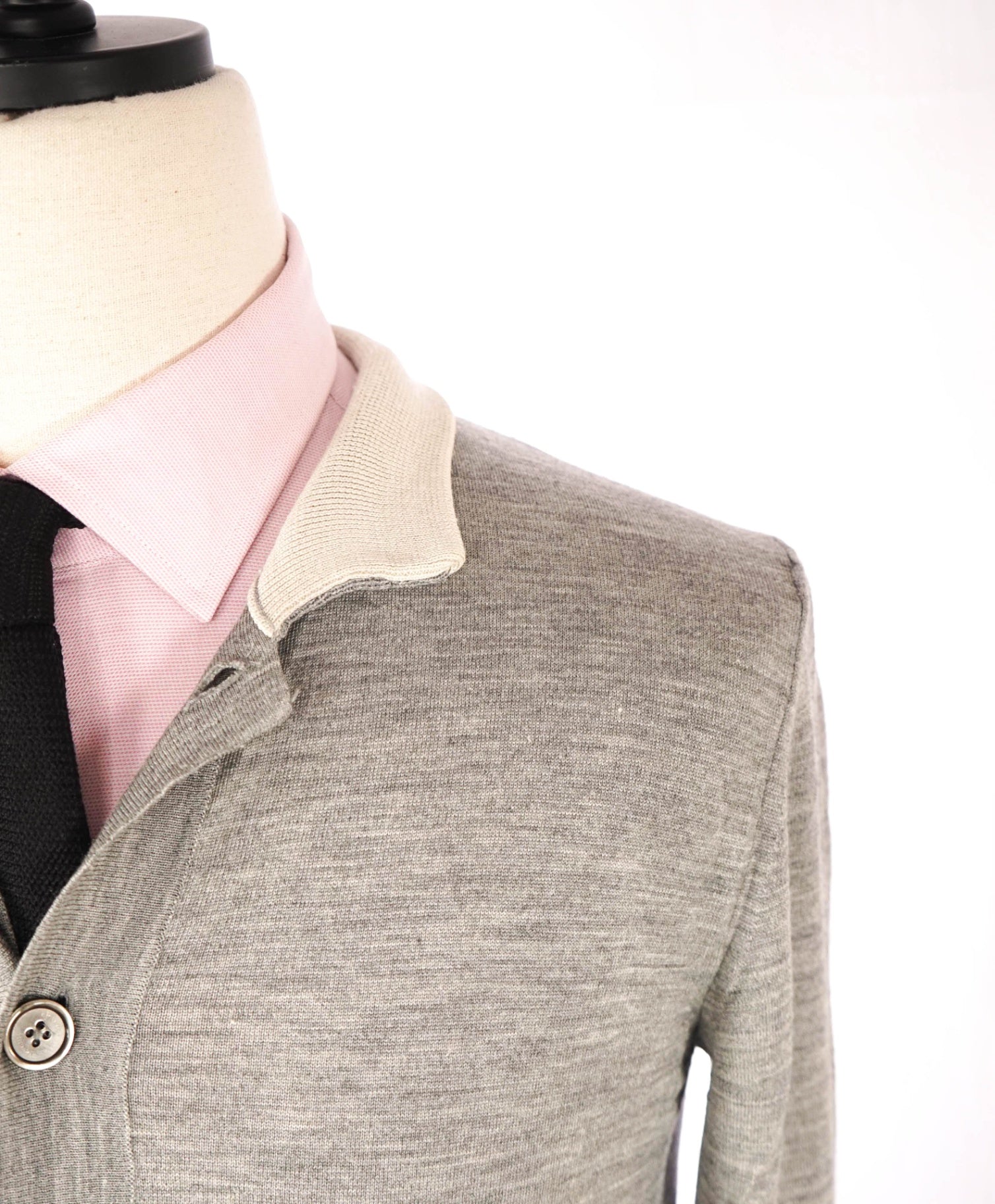 $540 ELEVENTY - Light Gray Wool/Silk Cardigan - M