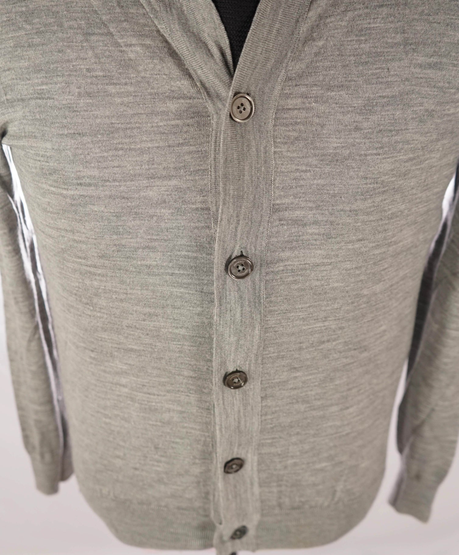 $540 ELEVENTY - Light Gray Wool/Silk Cardigan - M