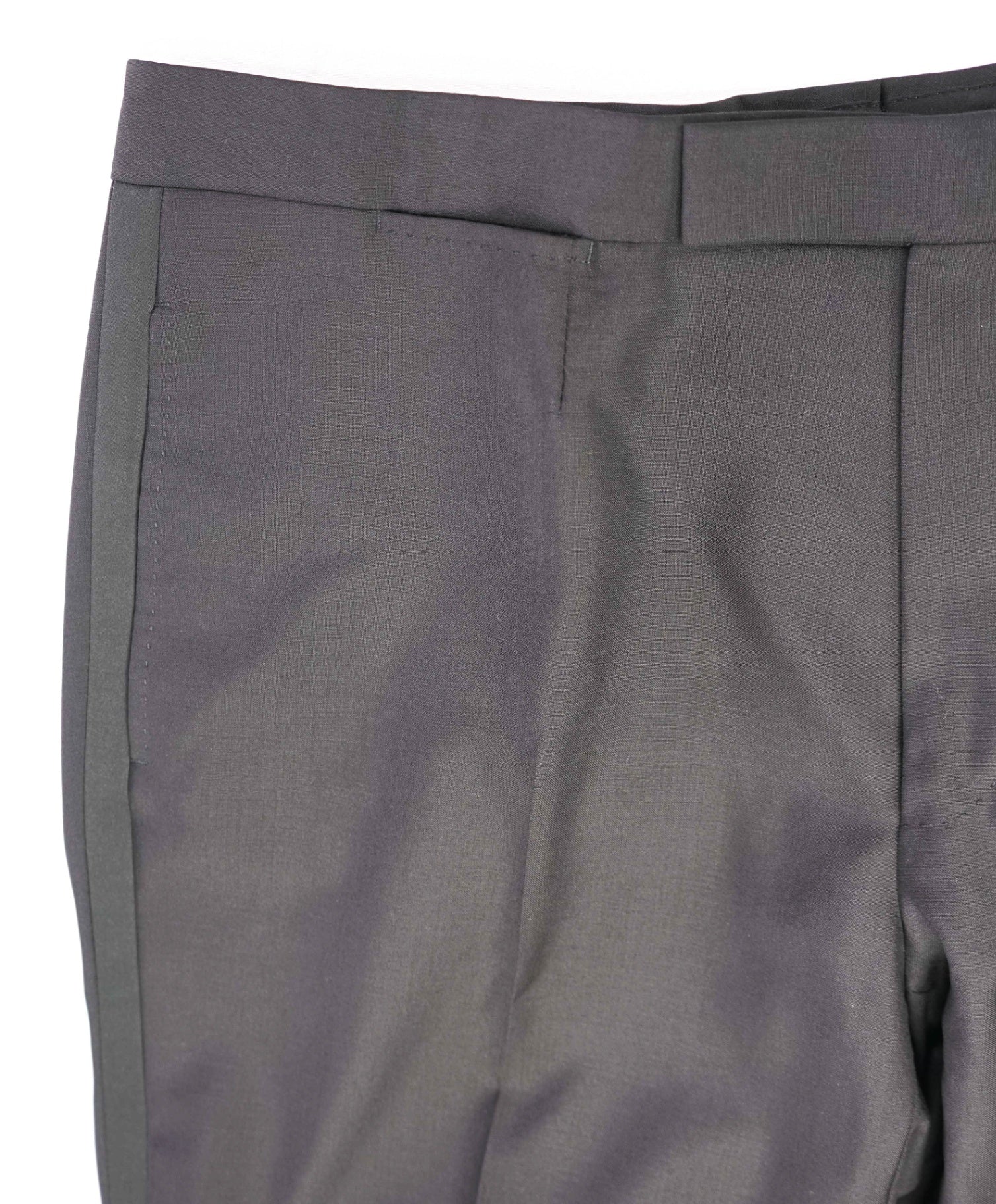 $890 ZEGNA - Black Wool/Mohair Tuxedo Pants - 38W