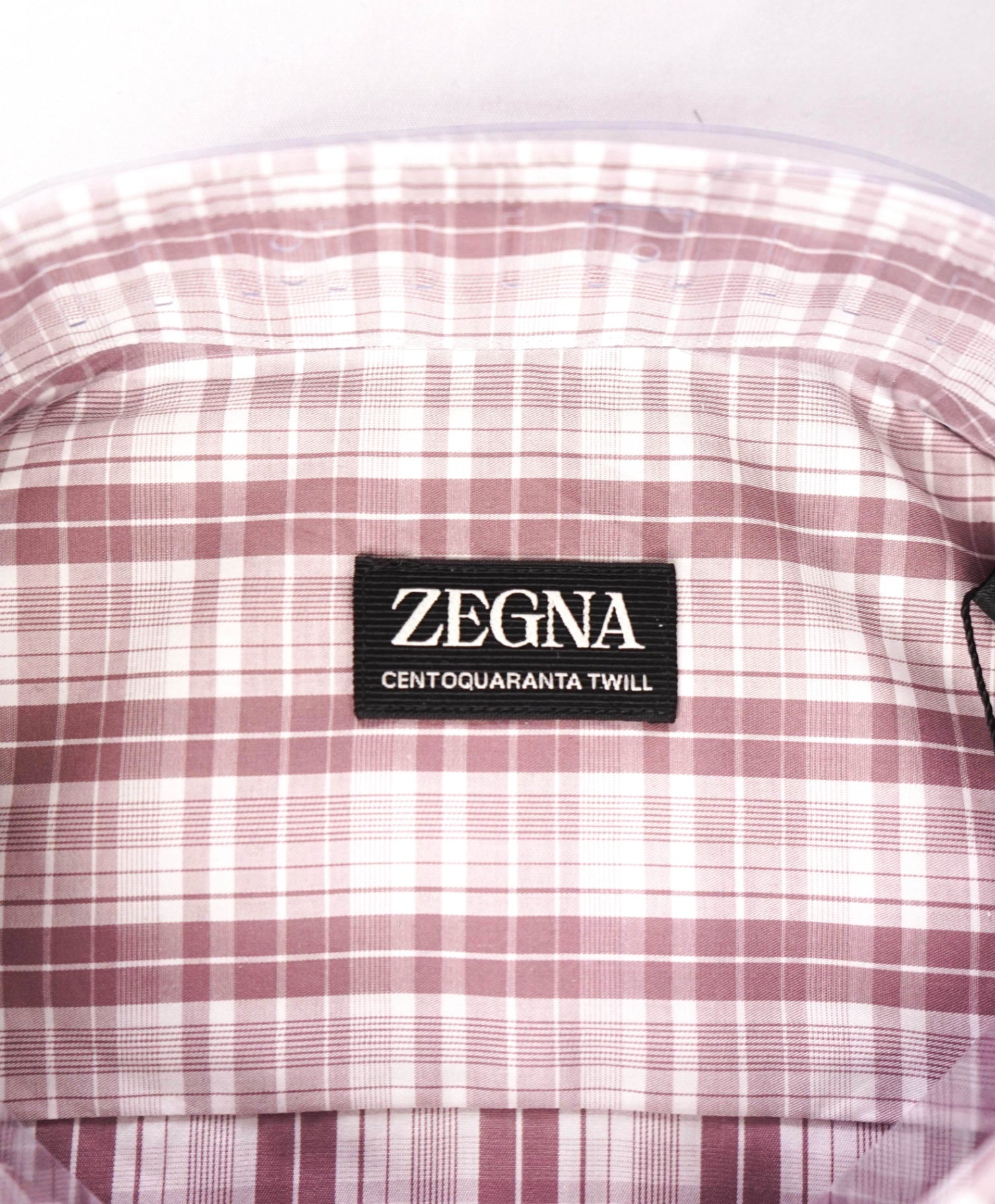 $595 ZEGNA - Pink Plaid "CENTOQUARANTA TWILL" Cotton Shirt - XL