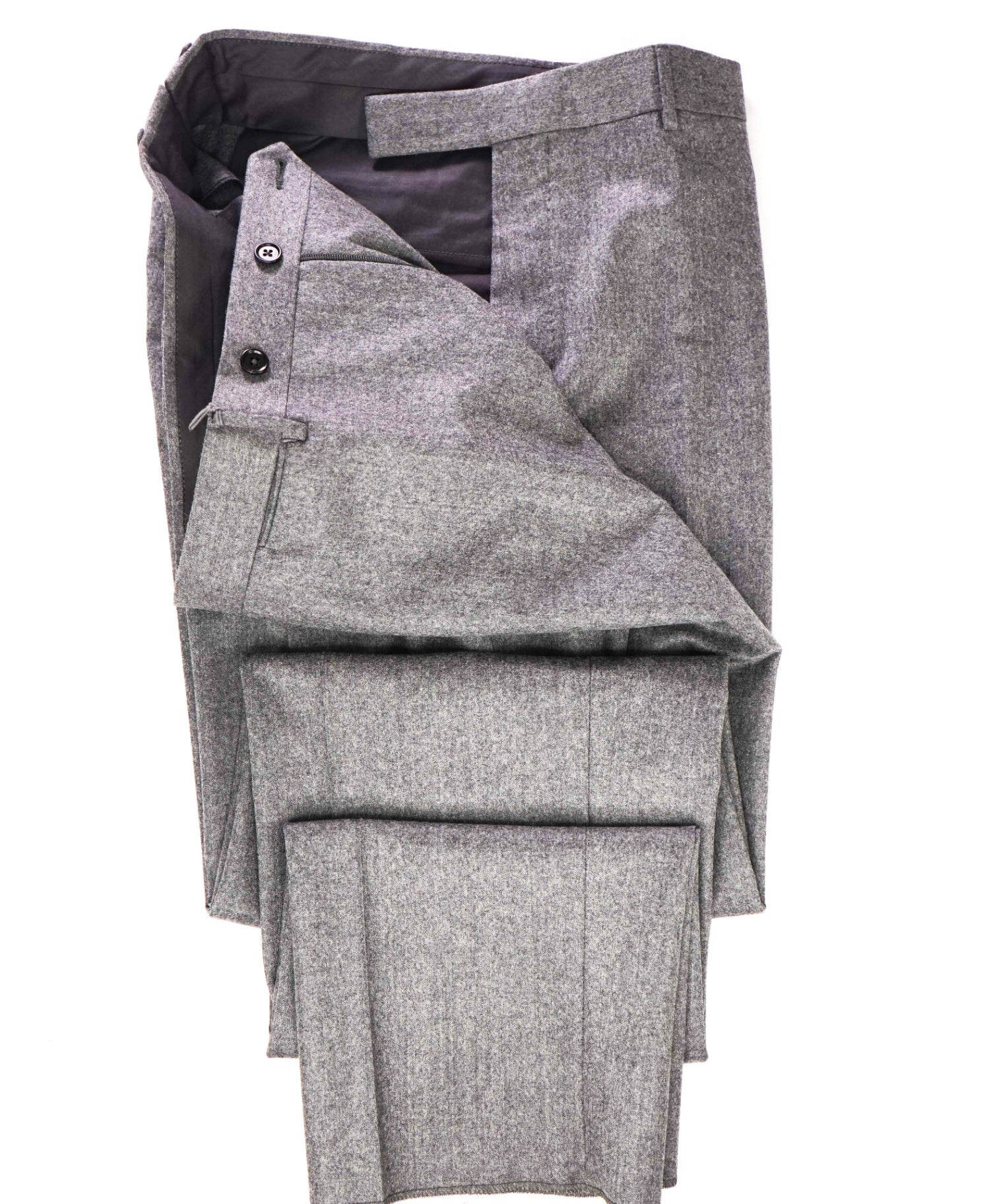 $575 ZEGNA - Solid Gray Flannel Wool Slim Fit Pants - 41W