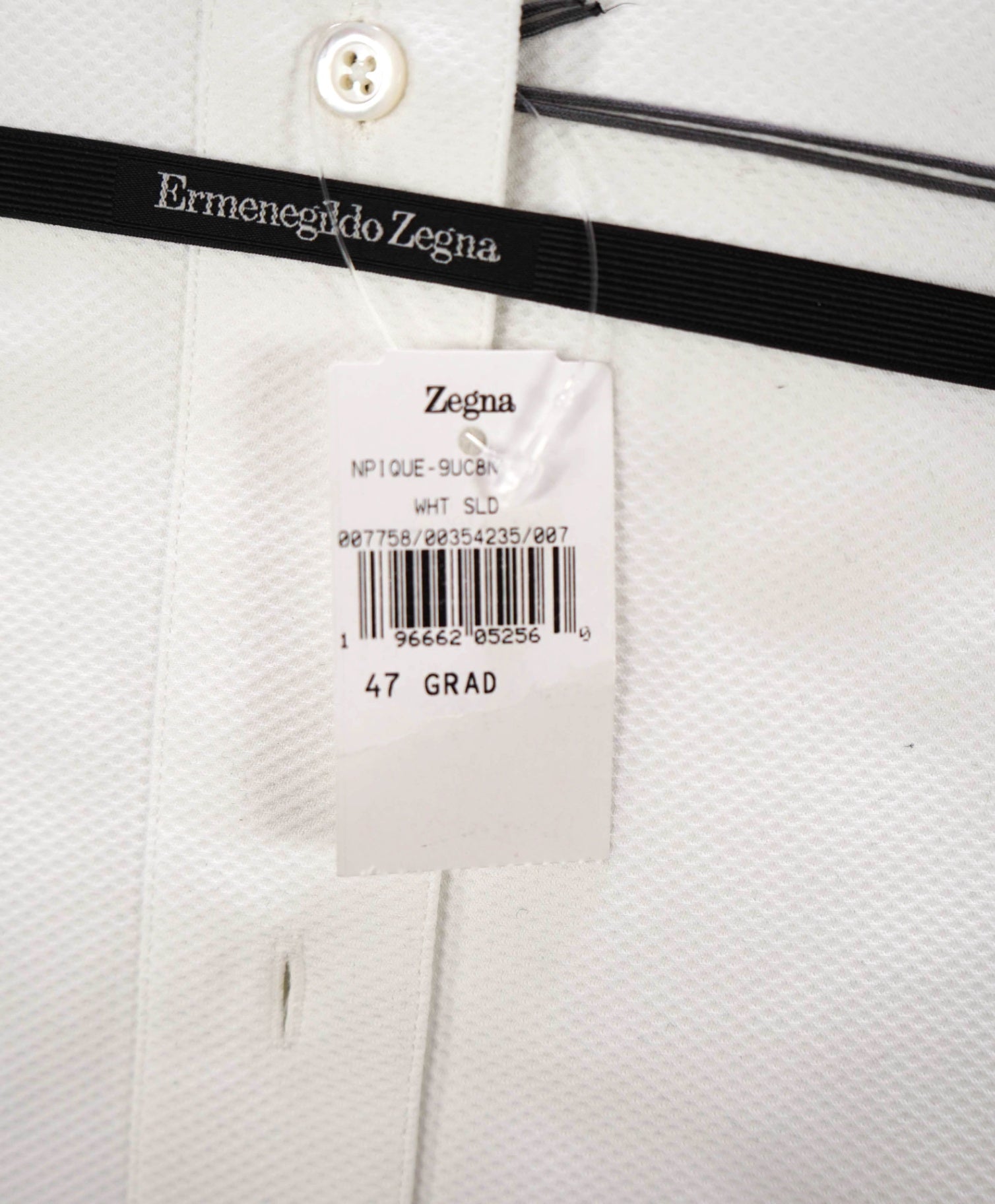$945 ZEGNA - White Cotton Tuxedo Shirt - 18.5 / 47