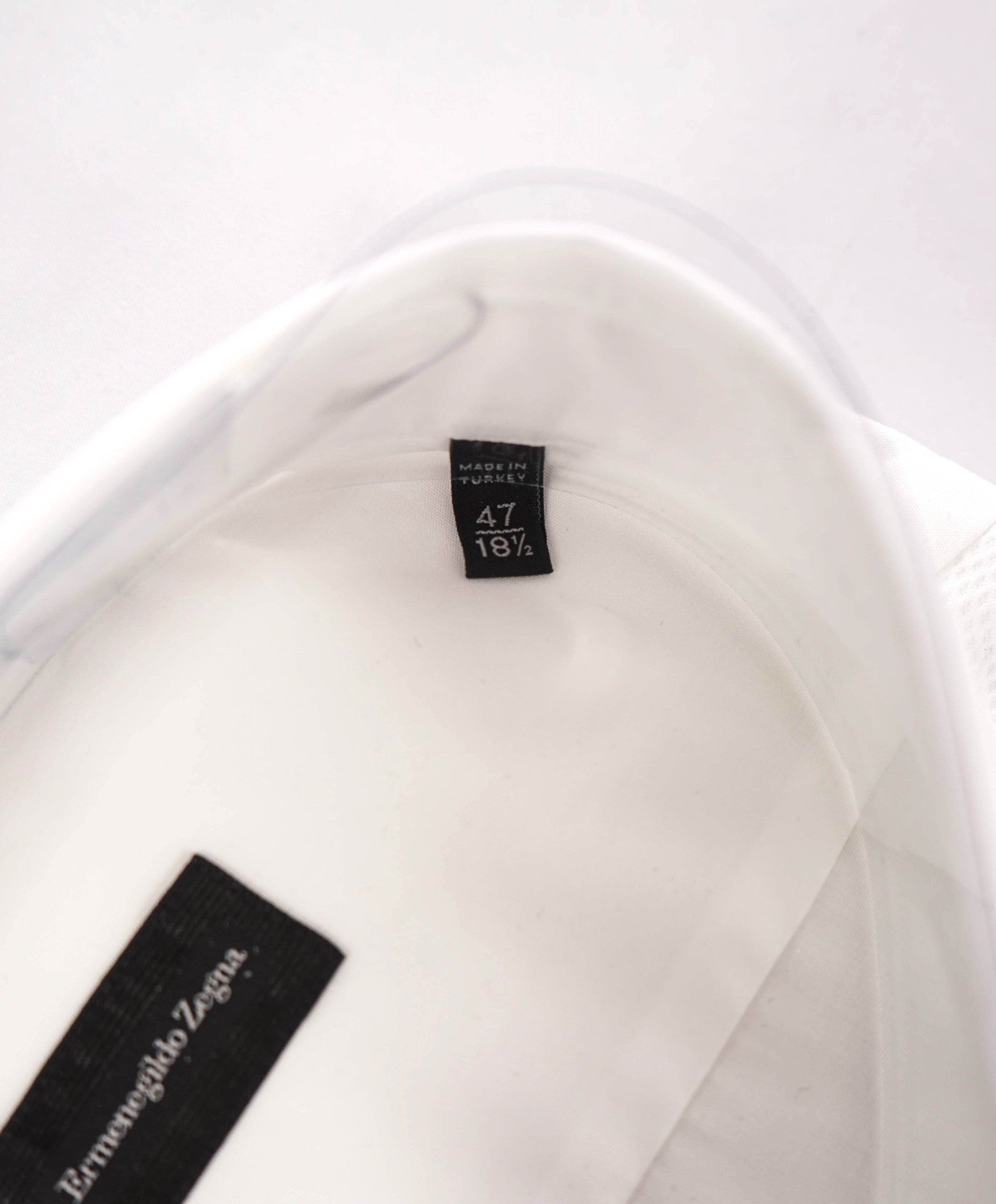 $945 ZEGNA - White Cotton Tuxedo Shirt - 18.5 / 47