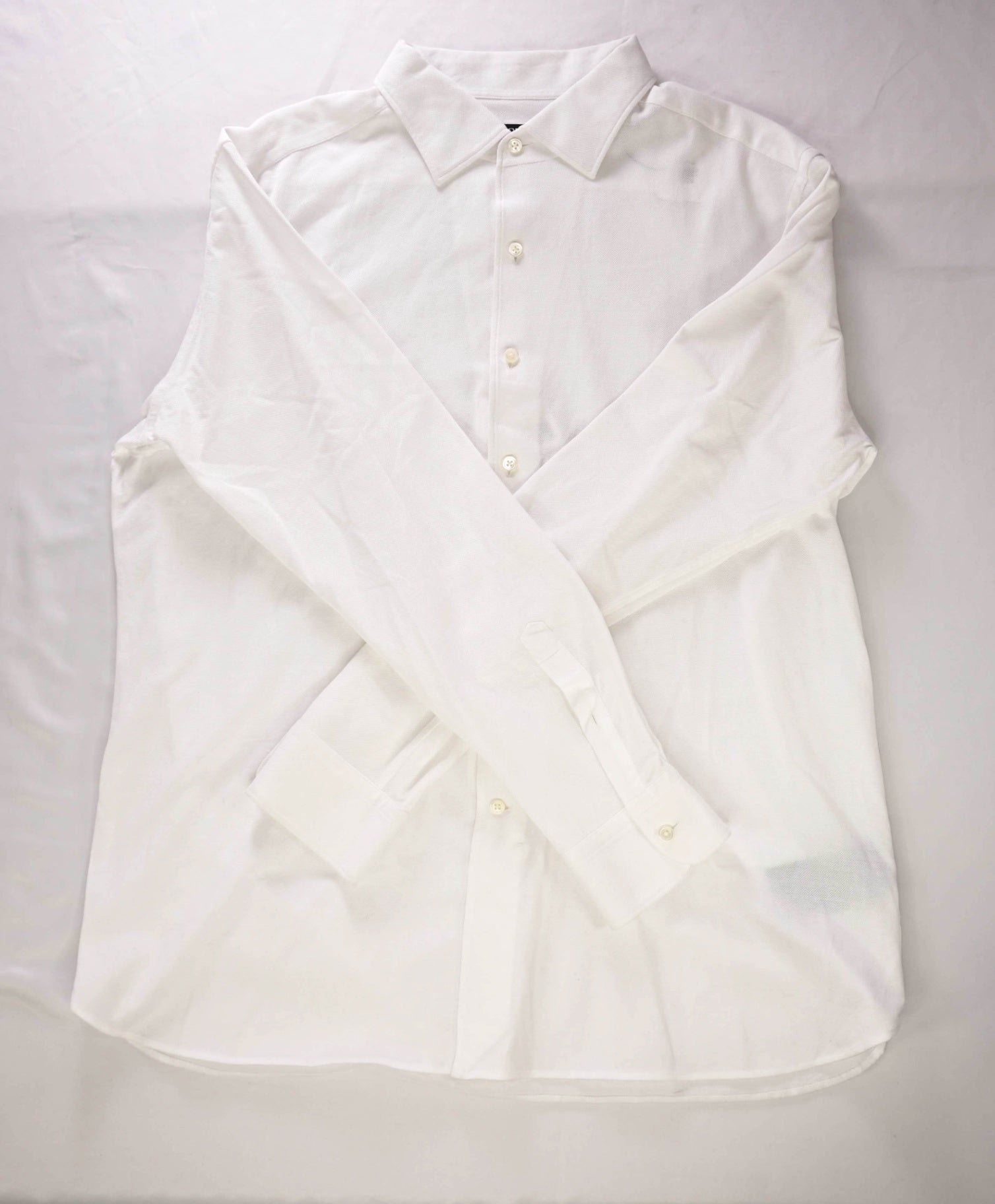 $690 ZEGNA - White Cotton Pique Knit Shirt - XXL