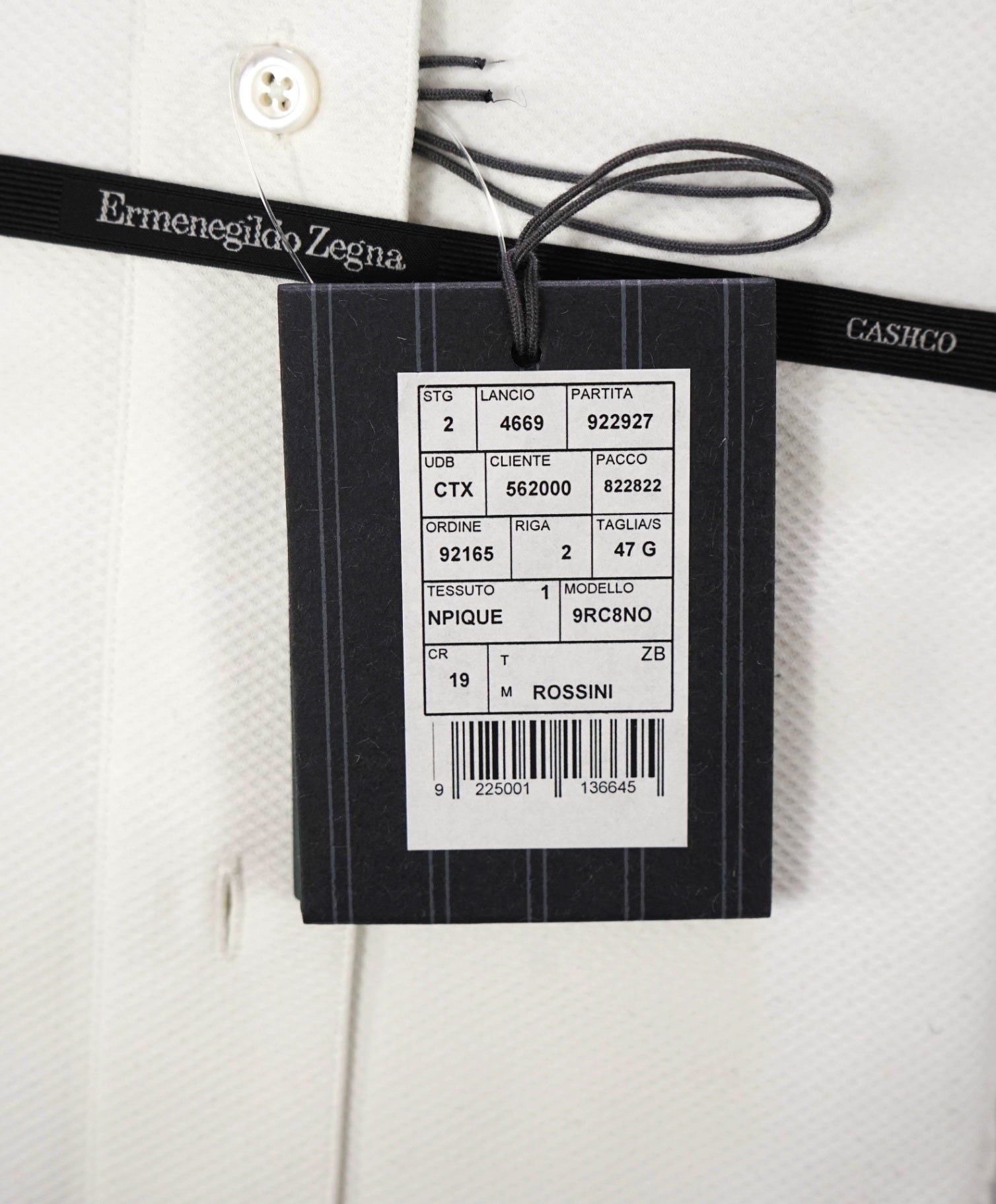 $945 ZEGNA - White Cotton Tuxedo Shirt - 18.5 / 47