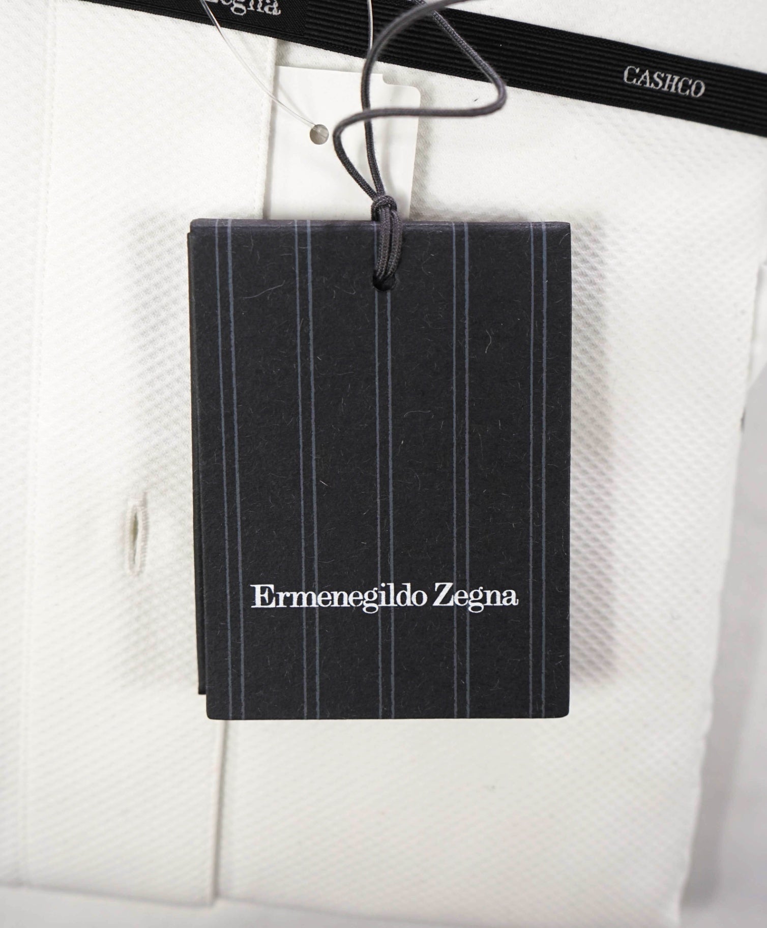 $945 ZEGNA - White Cotton Tuxedo Shirt - 18.5 / 47