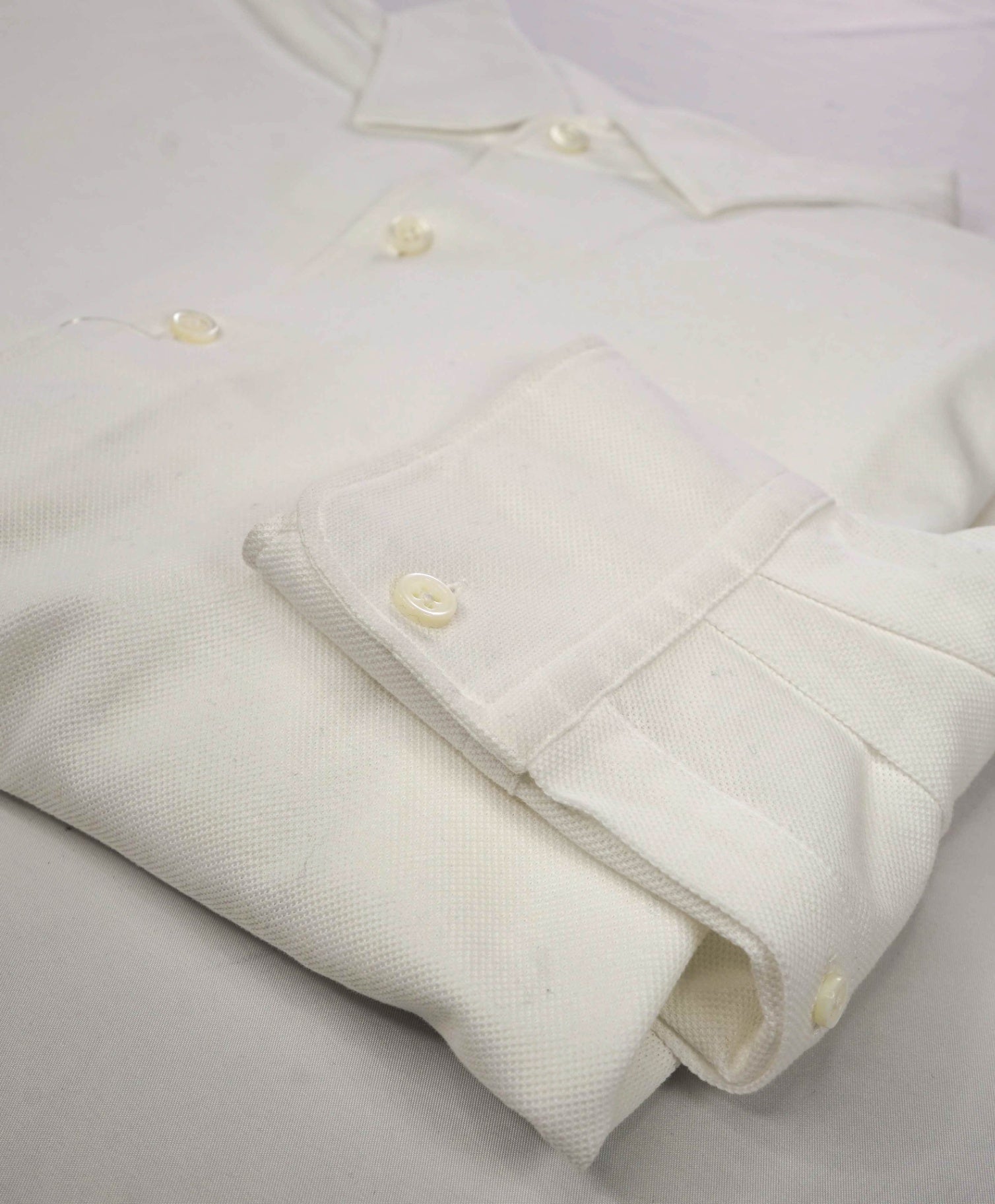 $690 ZEGNA - White Cotton Pique Knit Shirt - XXL