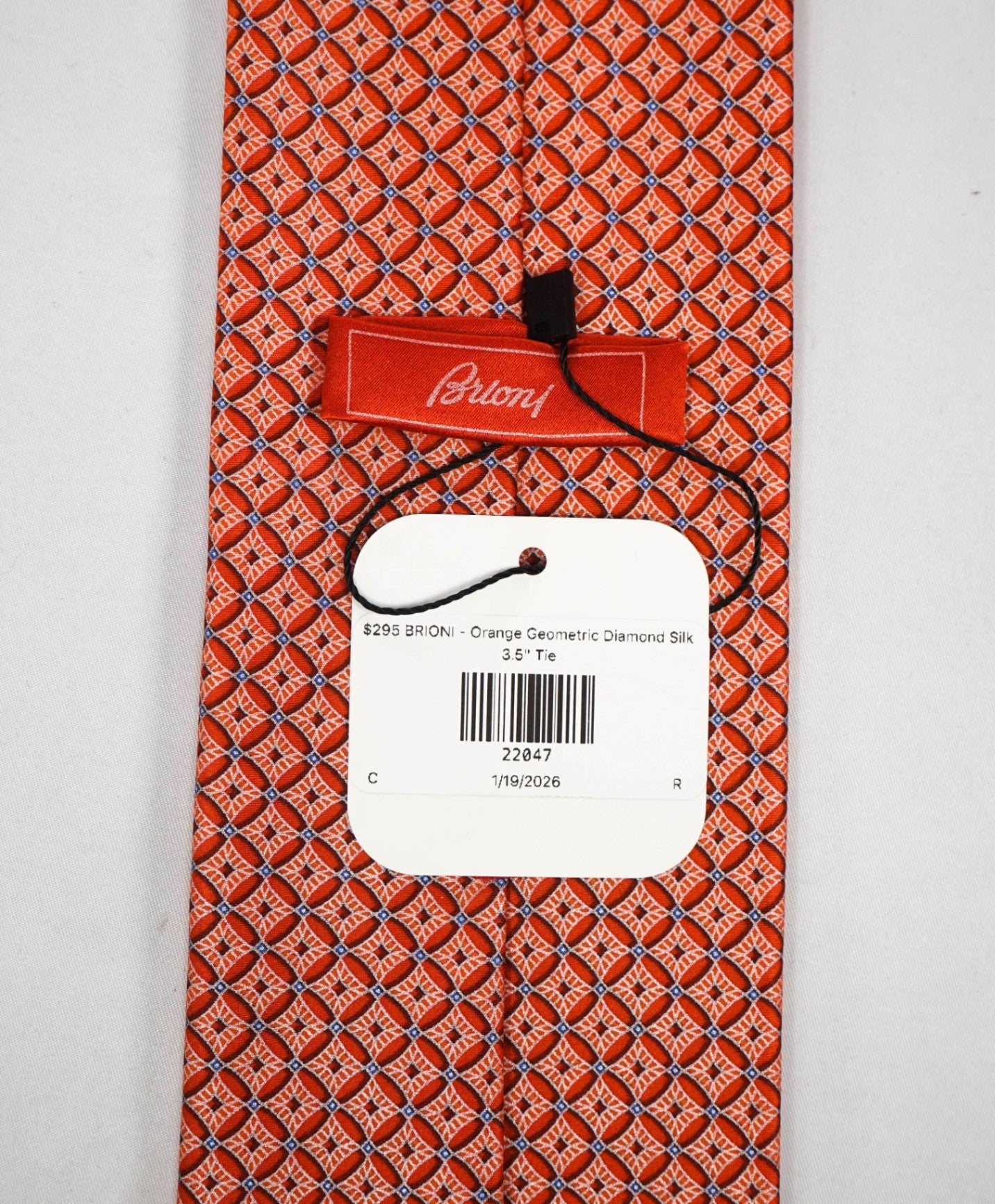 $295 BRIONI - Orange Geometric Diamond Silk 3.5" Tie