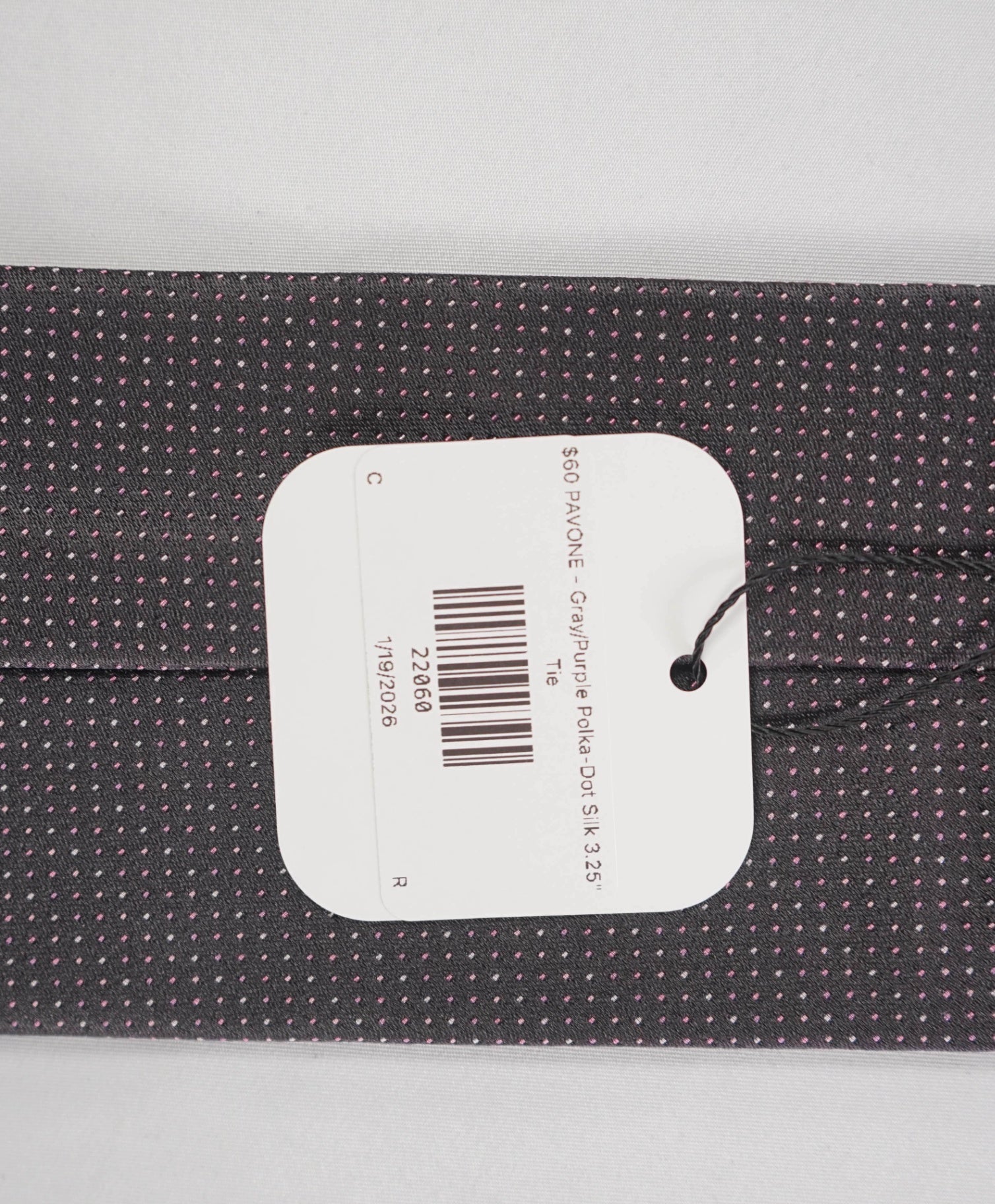 $150 PAVONE - Gray/Purple Polka-Dot Silk 3.25" Tie