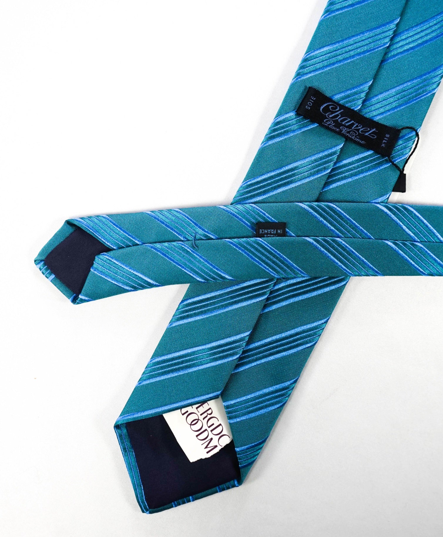 $310 CHARVET - Blue Stripe Silk 3" Tie